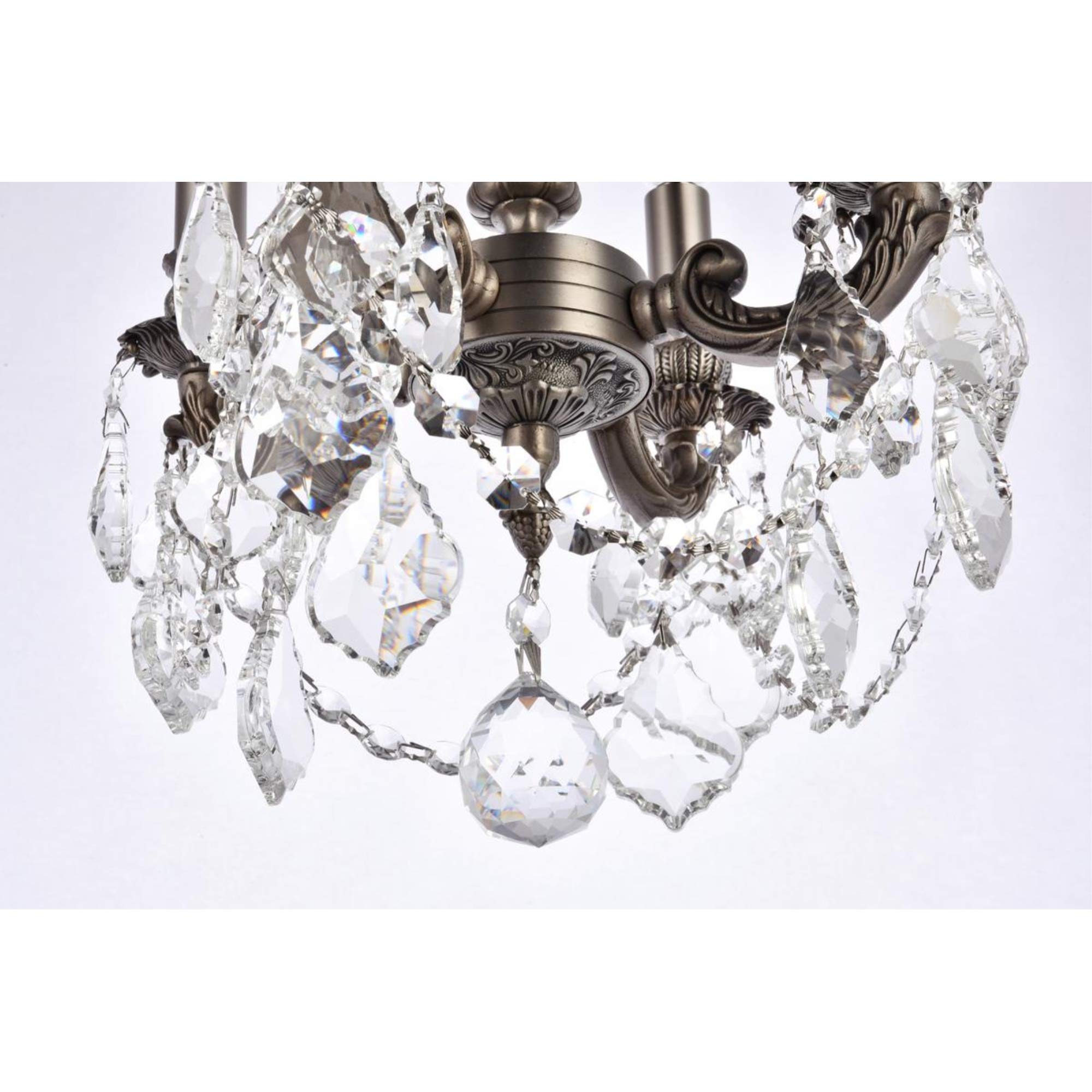 Elegant Lighting Royal Cut Crystal Pendant Light, 10in x 10in, Pewter, Model 9104D10PW/RC