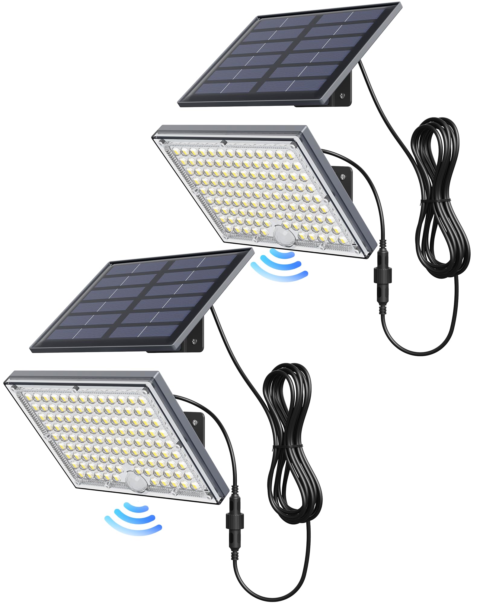 JACKYLED Solar Flood Lights with Motion Sensor, 113 LEDs, Waterproof, 2 Pack, Gray, Model JACKYLED791-P2