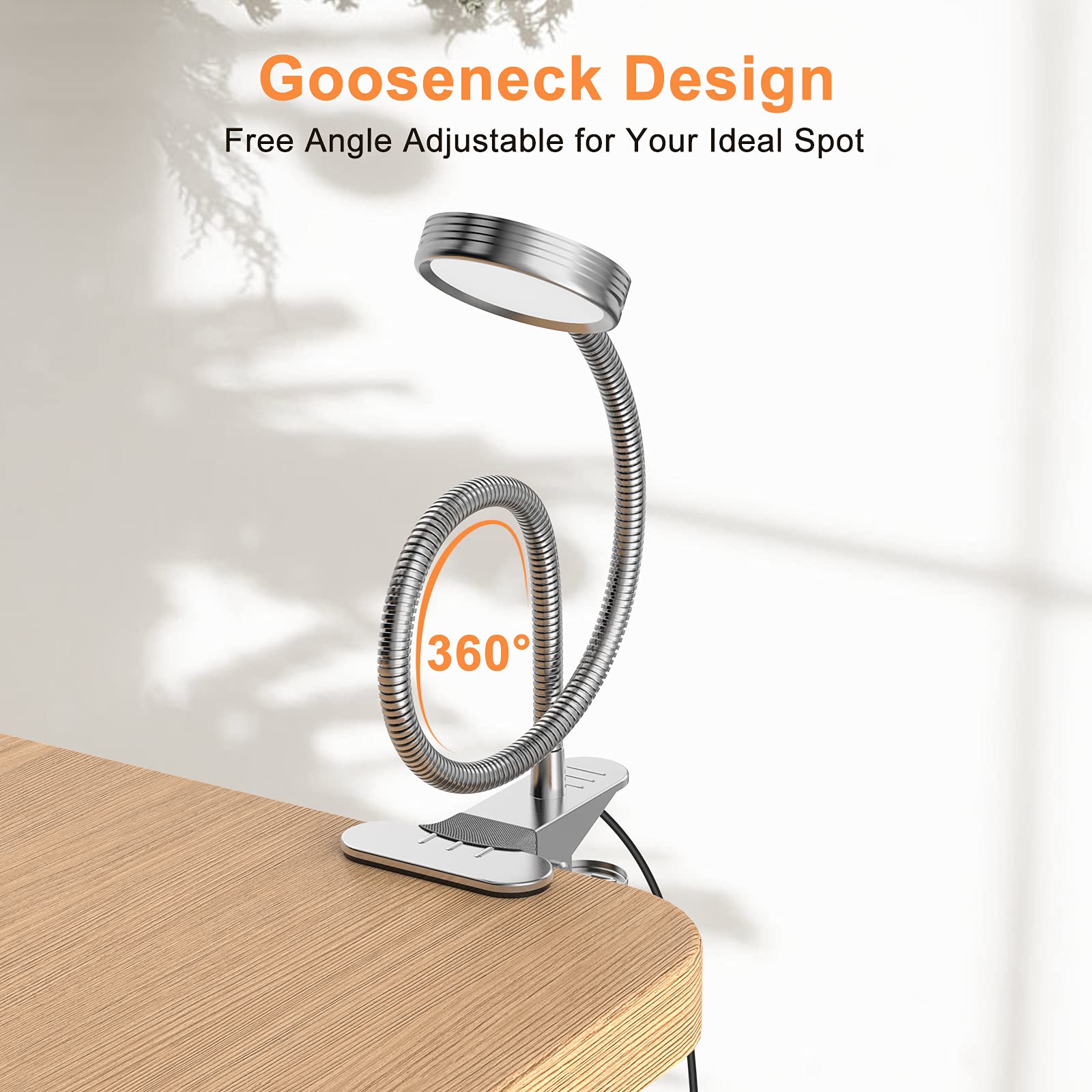 Lepower Clip On Light/Book Light/Reading Light With 2 Color Changeable/Night Light Clip On For Desk, Bed Headboard And Computers