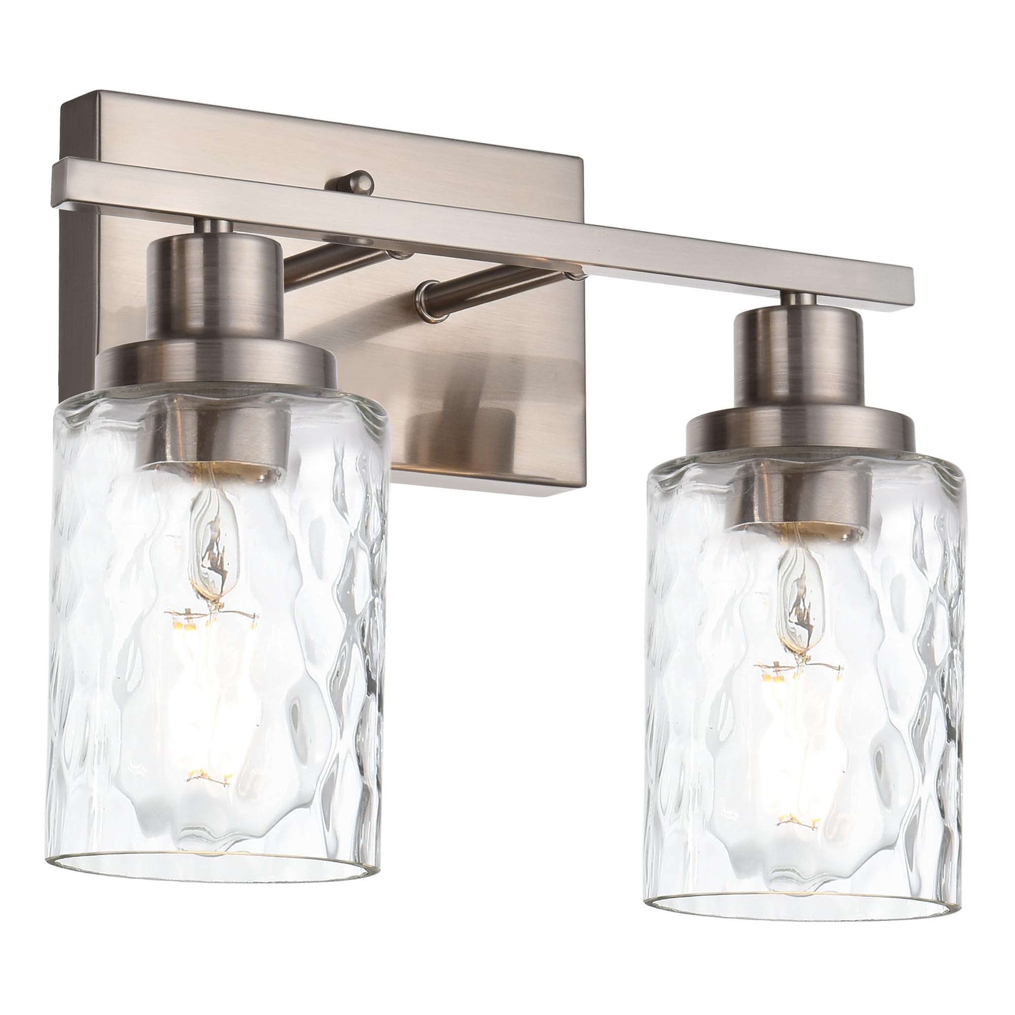 MELUCEE Indoor Wall Sconce 2-Light Brushed Nickel with Clear Glass, Model 450A-2W-SN for Bathroom, Vanity, Powder Room