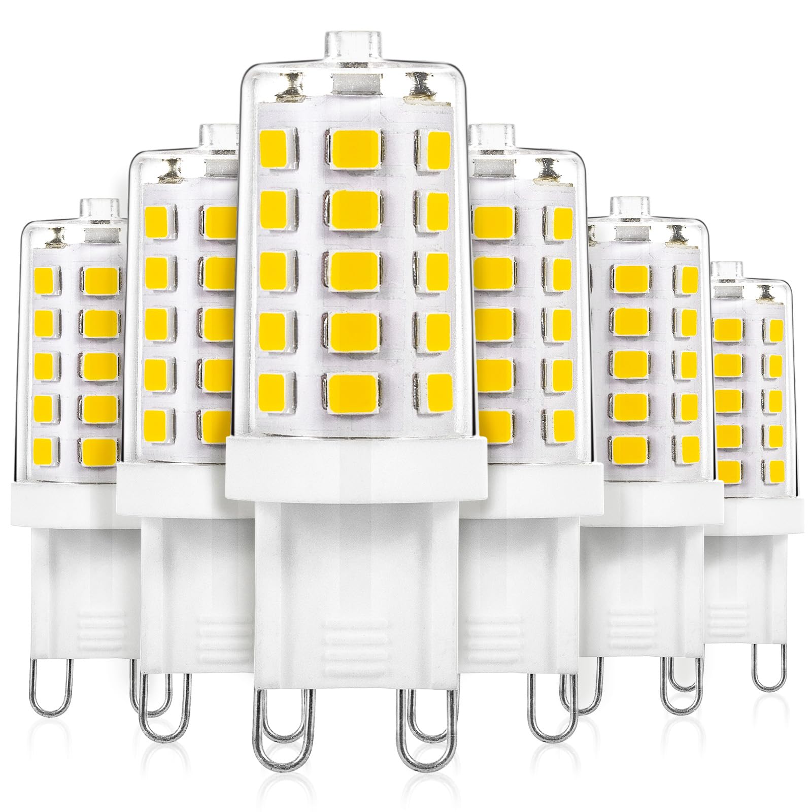 Joutameili 6 Pack G9 LED Bulb 4W Equivalent 40 Watt, No Flicker LED G9 Bulb, T4 Halogen Light Lamp Replacement, 120V Neutral Whi