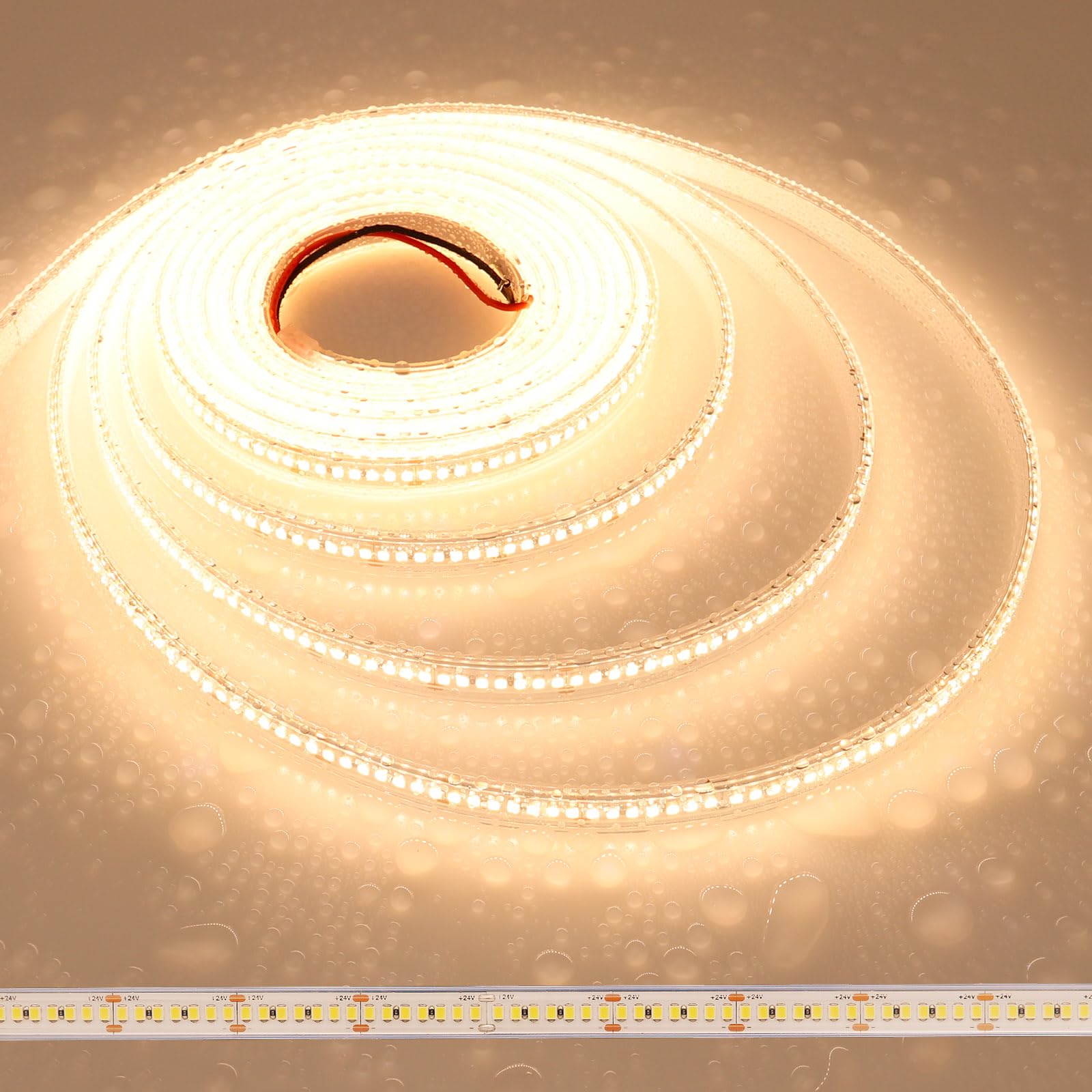 JOYLIT 24V LED Strip Lights, 16.4FT, IP67, 3000K Warm White, SMD 2835, 120W, Dimmable, High