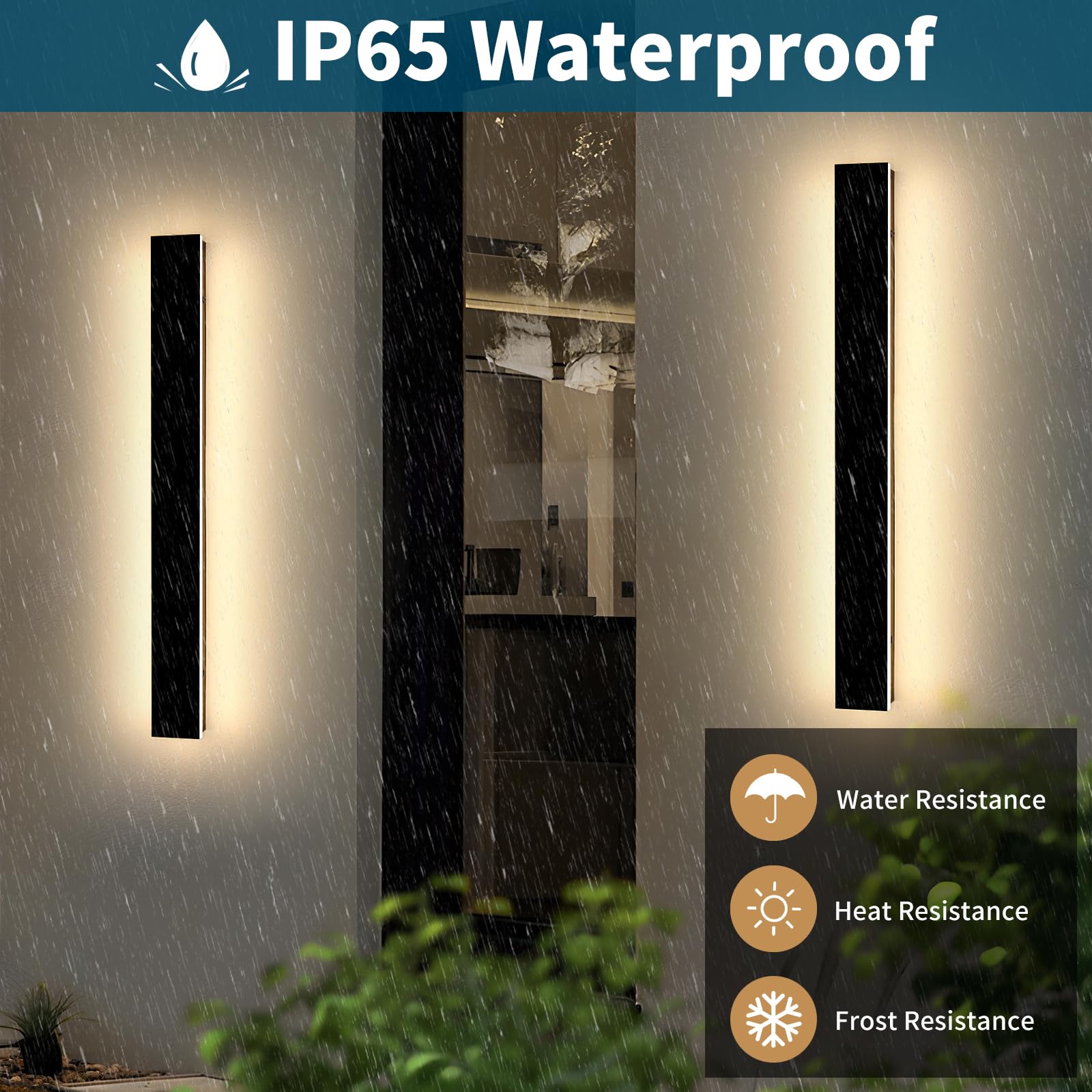 Daoseolo 2 Pack Outdoor Wall Light Fixture, IP65 Waterproof, Dimmable 3000K-6000K, 39.3inch Acrylic Sconce, Model TC-CBBD
