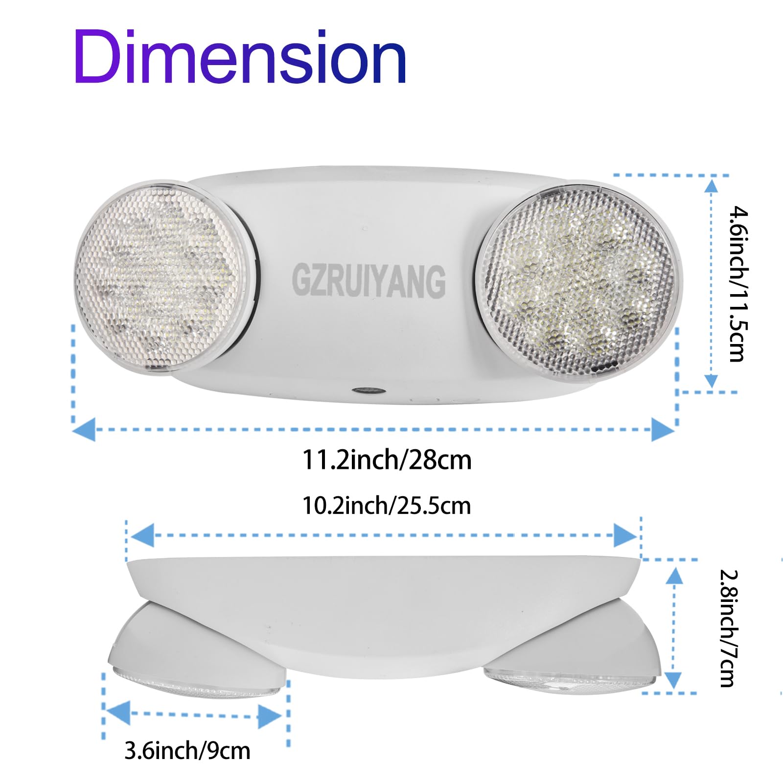 Gzruiyang Emergency Lights With Battery Backup, 1 Pack Emergency Light, Led Commercial Emergency Lights, Ul Listed, Ac 120/277V,