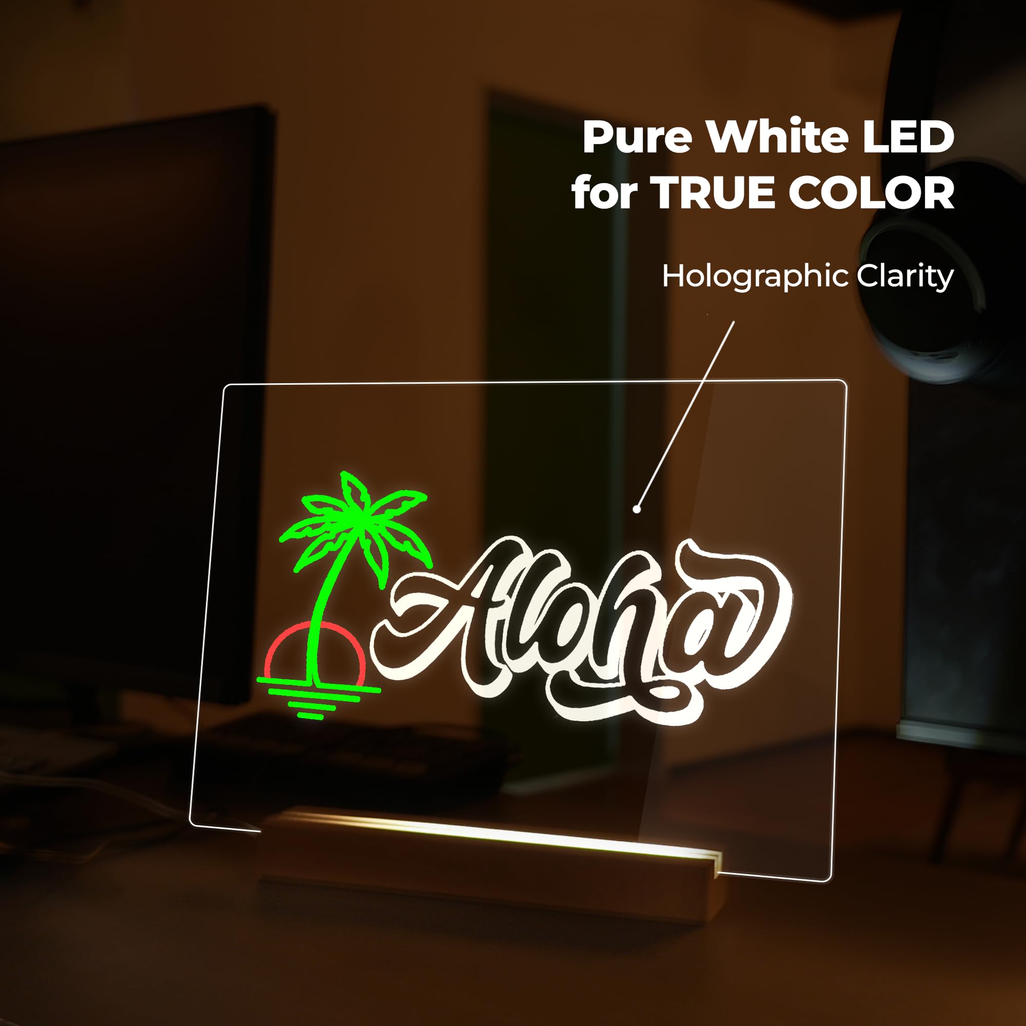 Memelight Acrylic Dry Erase Board With Light 13 X 9 - Led Memo Display And Notepad Lamp For Clear Reminders - Acrylic Lamp - Durable Acrylic Night Light - Unique Acrylic Stand