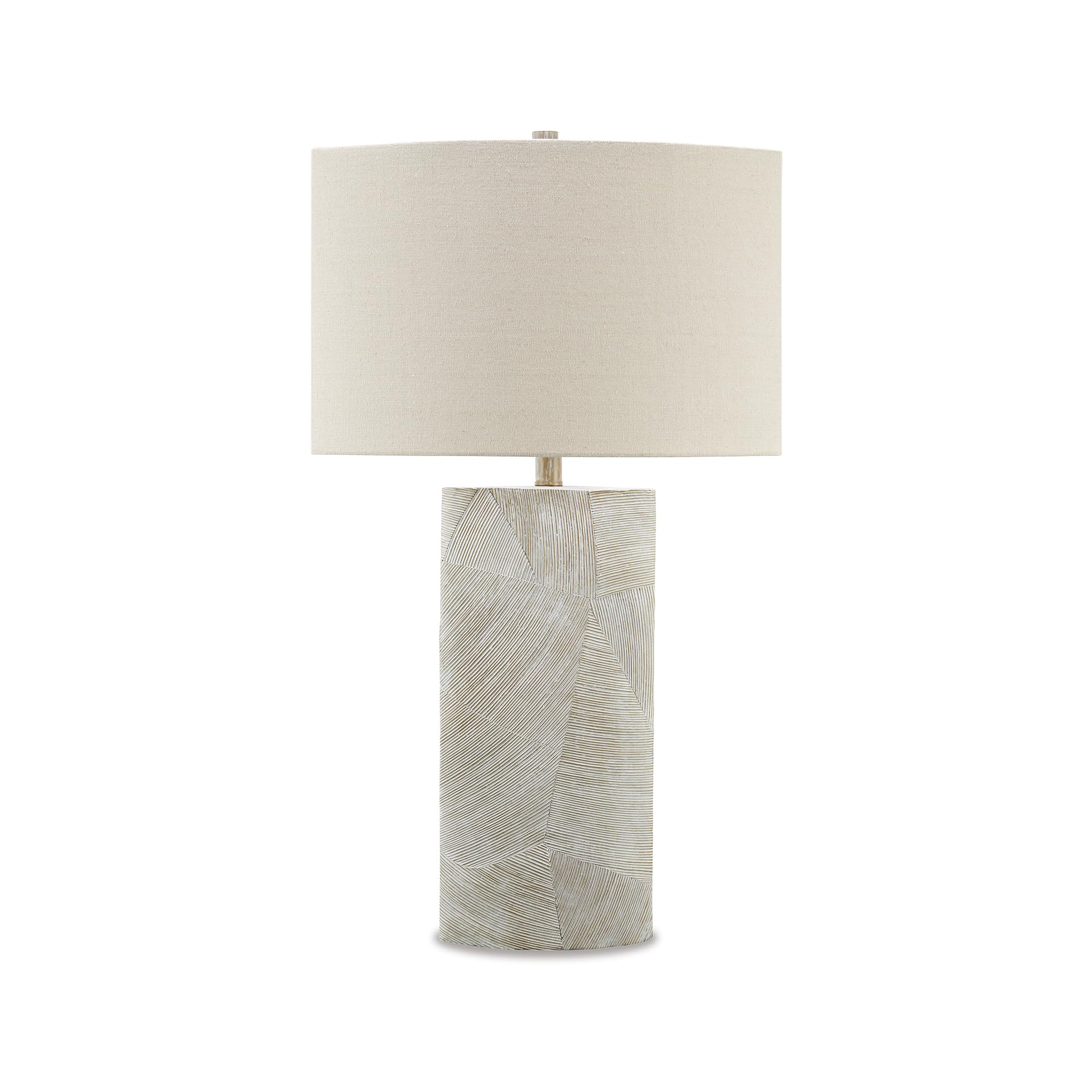 Signature Design by Ashley Bradard 30 Contemporary Ceramic Detailed Table Lamp, Ivory Whitewash