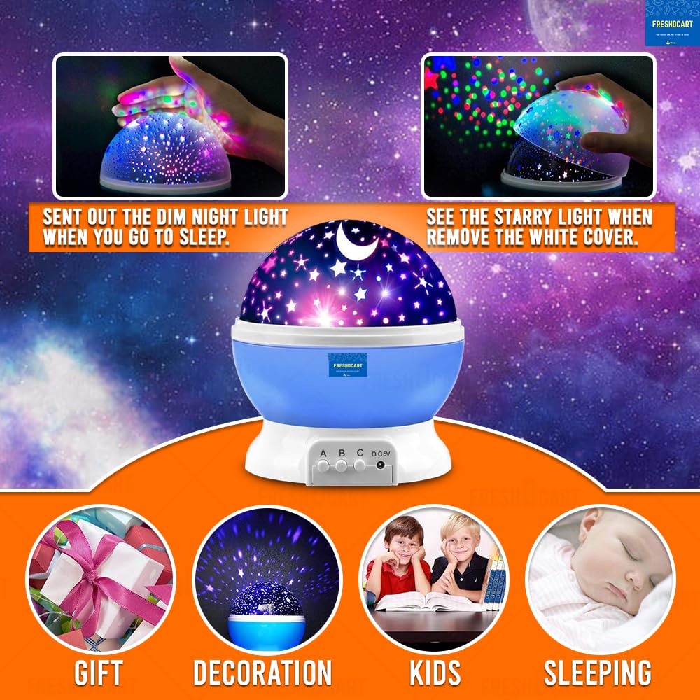 Freshdcart Star Moon Night Light Rotating Led Star Moon Night Projector Lamp Light Dream Color Changing Bed Light Lamp (Multi Colour)