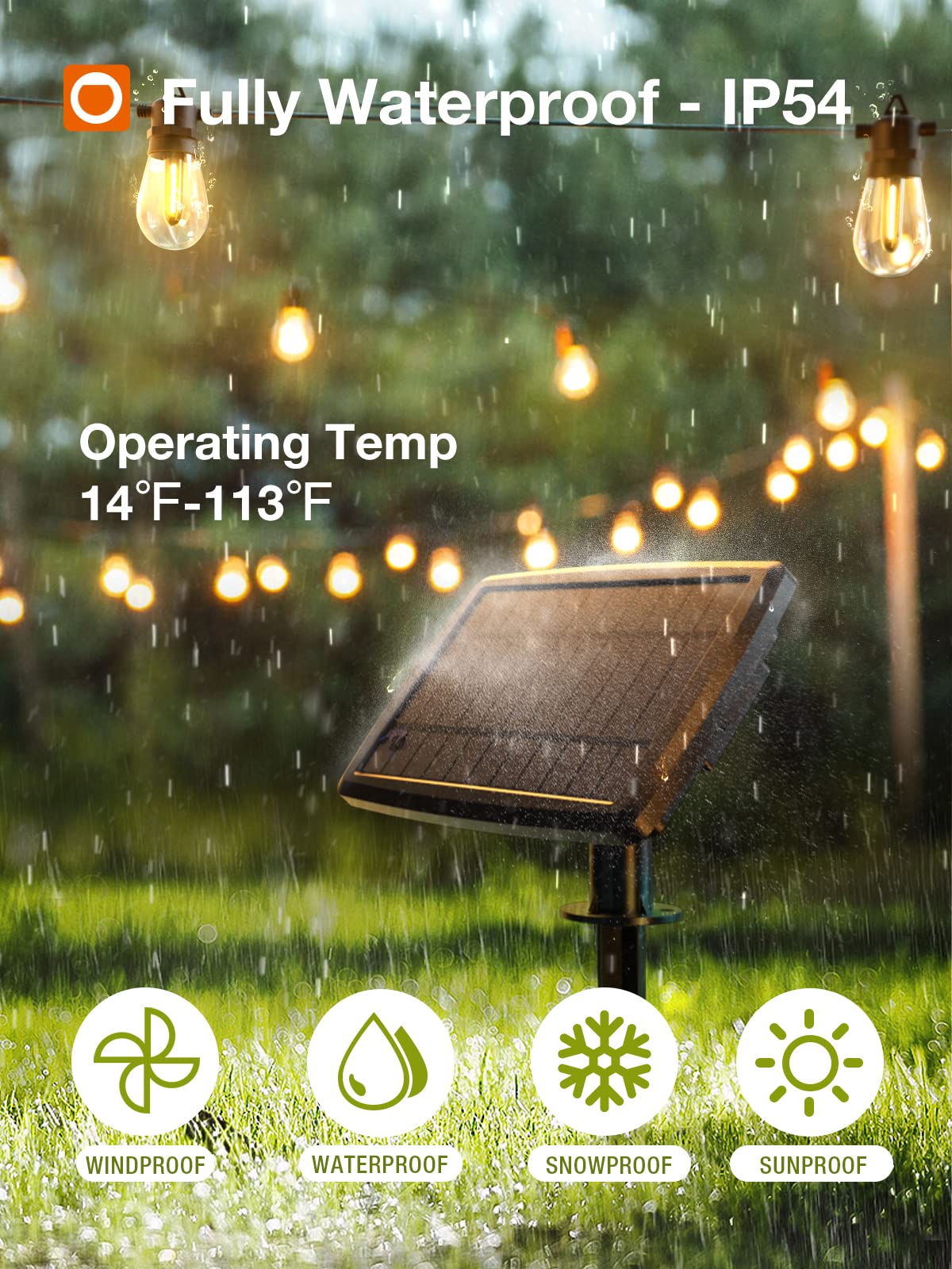 addlon Solar String Lights 104FT with USB Port & Remote Control, 34 LED Dimmable Bulbs, Black, Waterproof for Patio, Garden, Deck