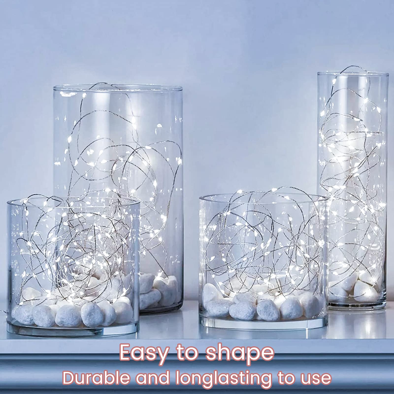 Yiaht 12 Pack Fairy Lights String Lights 7 Feet 20 LED Waterproof White Polyvinyl Chloride for Bedroom Party Wedding Patio Christmas