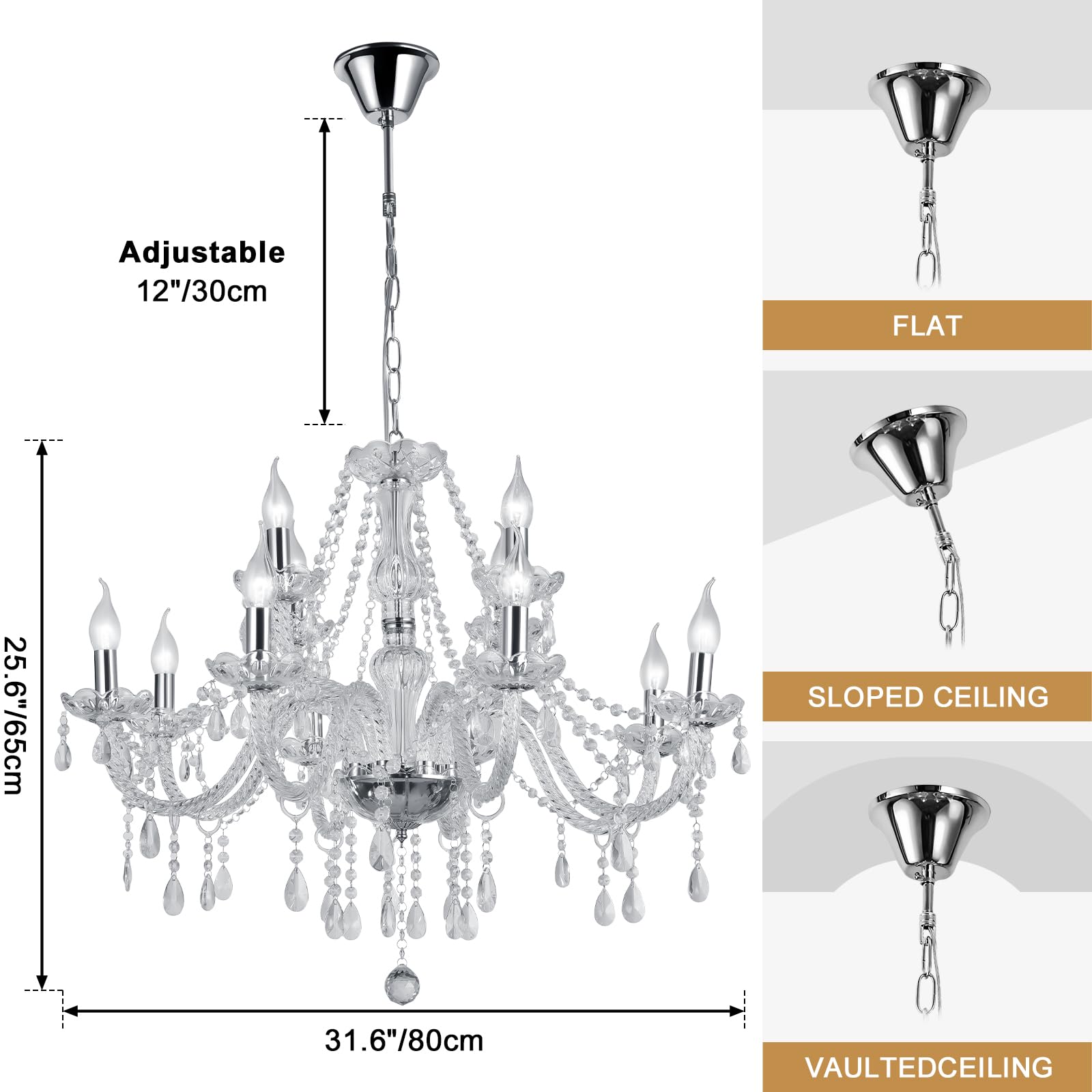 Baotree Modern Elegant 15 Lights K9 Crystal Glass Chandelier Silver Pendant Ceiling Lighting European Style For Dining Living Ro
