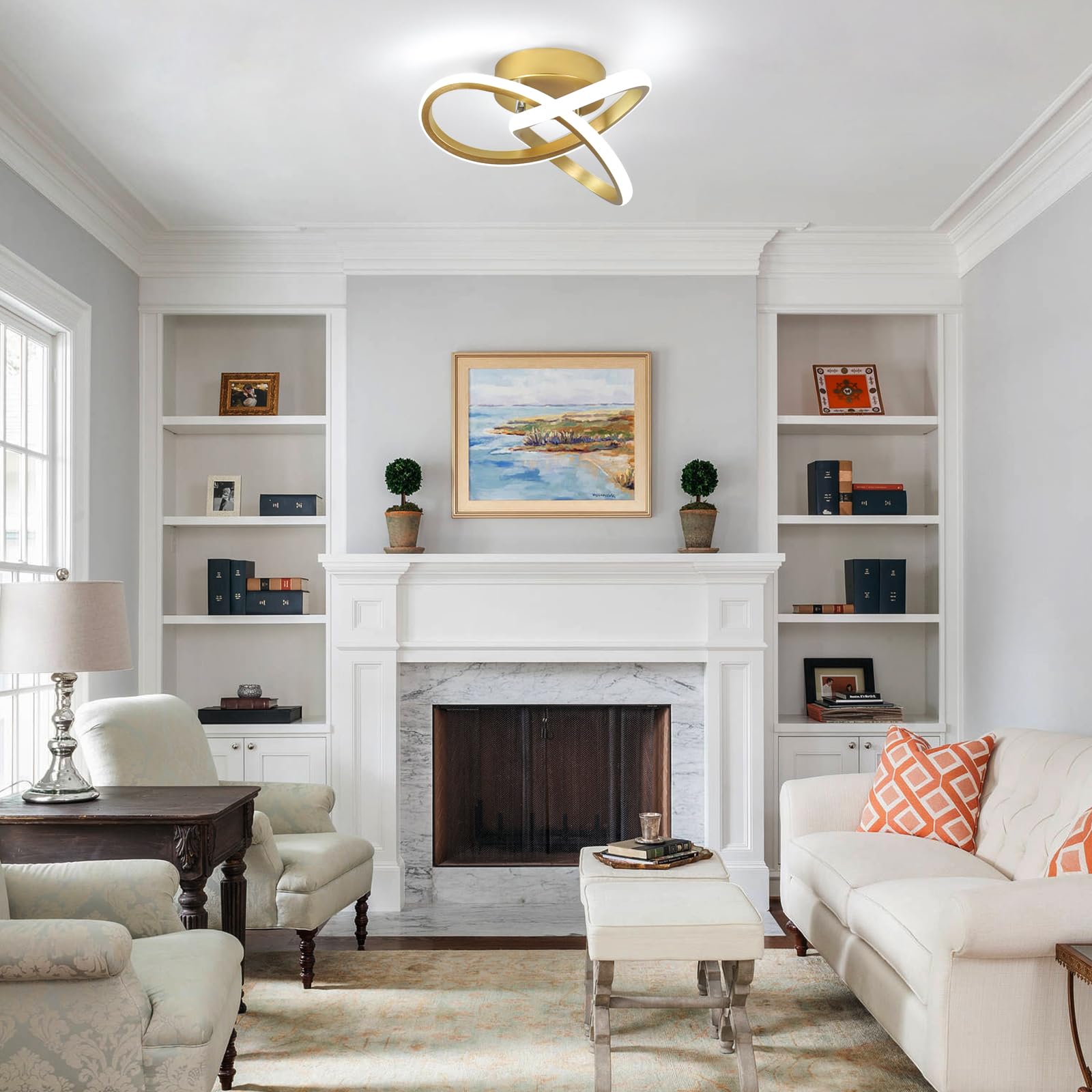 Caneoe Modern Led Ceiling Light Fixture,6000K Gold Led Hallway Light Fixtures Ceiling Lamp For Hallway Bedroom Bathroom Kitchen