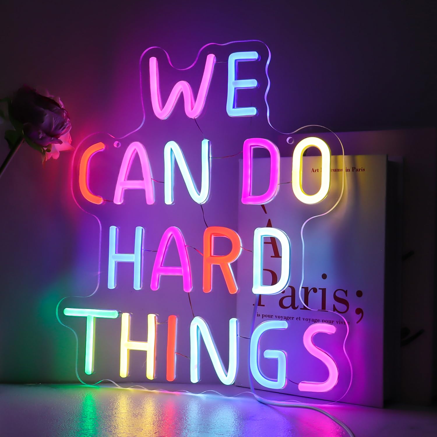 We Can Do Hard Things Neon Sign Classroom Decor Inclusive Decoration Welcome Gift Teacher Present Wall Sign For Primary Schools And Kindergartens Birthday (11.4?12.8)
