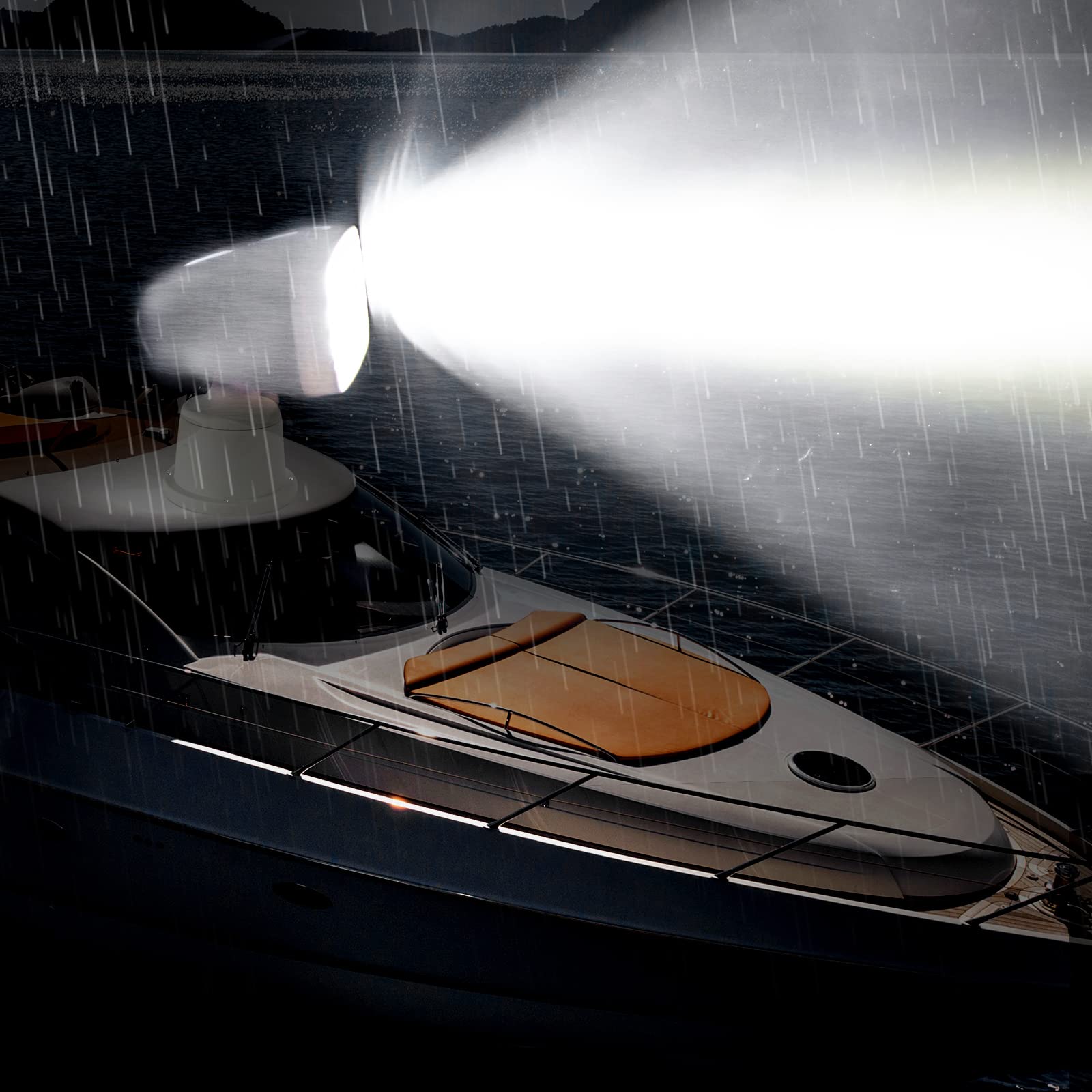 Besramtic Boat Spot Light Marine Spotlights for Boats Search Lights LED Remote Control 60 W 12-24 V