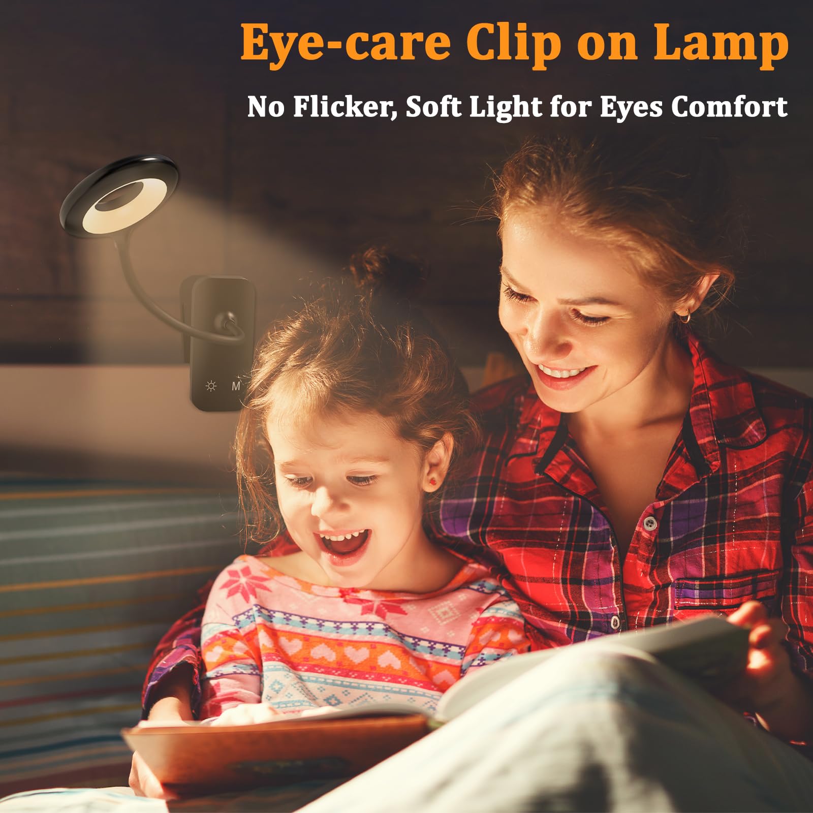 Hecdstly 2 Pack Clip On Reading Light For Bed Headboard, Battery Rechargeable Large Clamp Bed Lamp - 5 Colors 5 Brightness, Flex