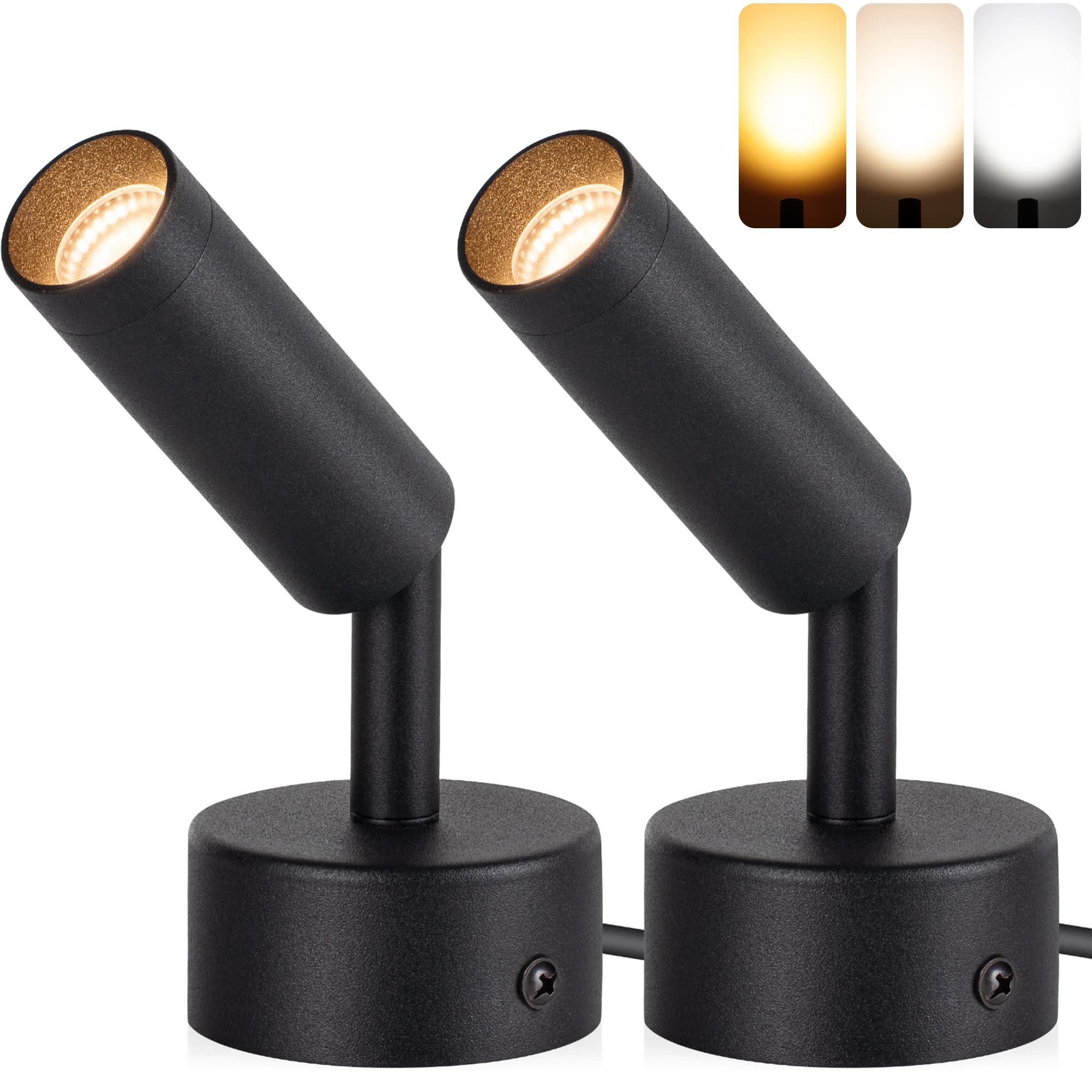 Urtom 3000K/4000K/5000K Adjustable Led Floor Lights For Plants, Pictures, Artwork - 10Ft Cord, Dimmable, 2 Pack