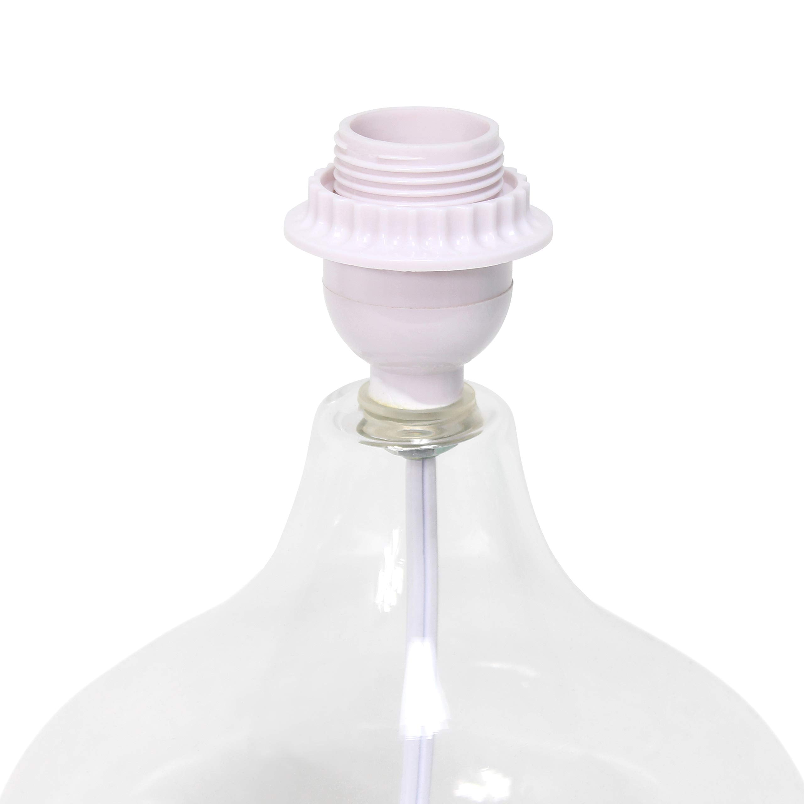 Simple Designs Lt2063-Clg Small Glass Raindrop Bedside Table Lamp With Gray Fabric Shade, Clear