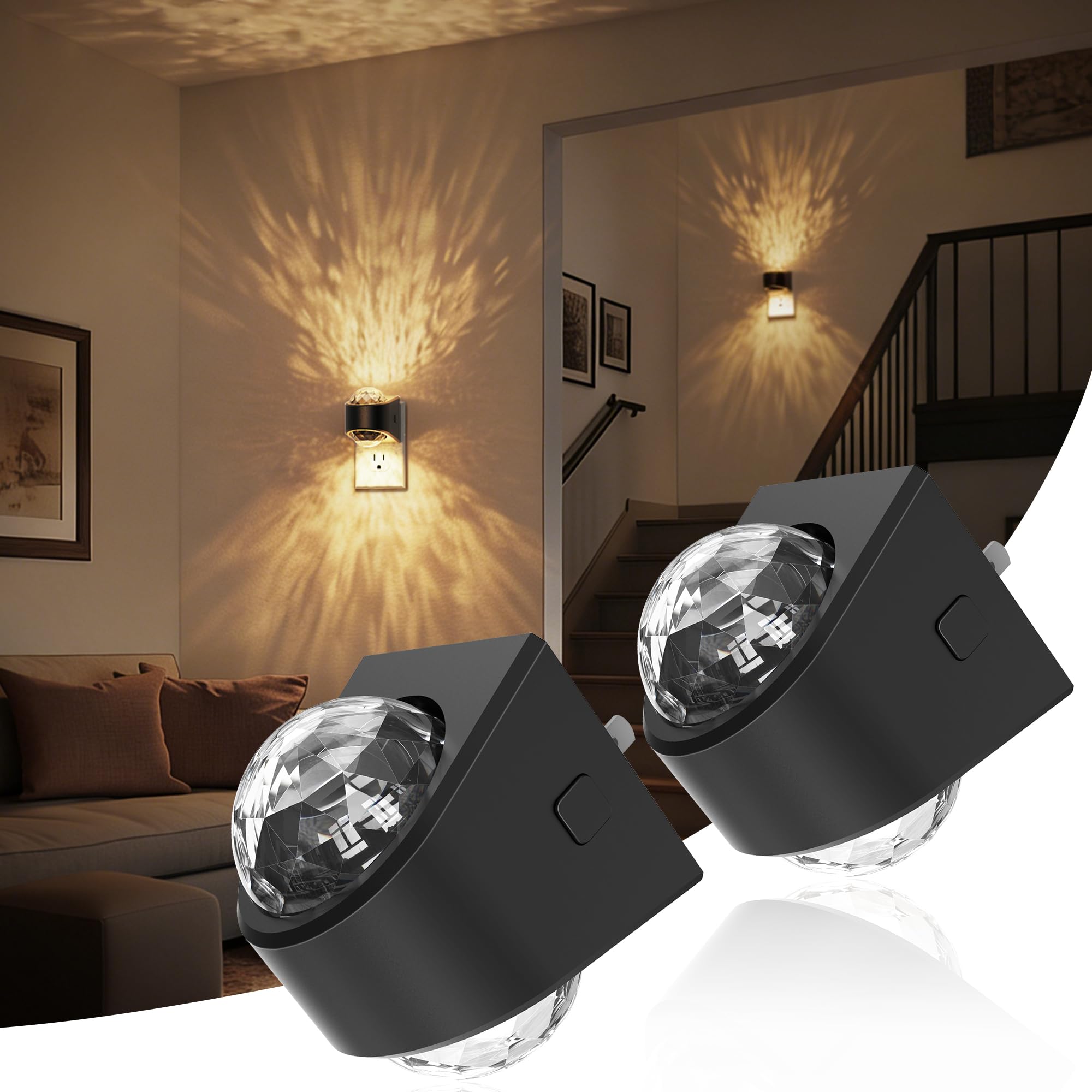 JandCase Night Lights Plug into Wall  2 Pack Star Projector Night Light with 3000K Soft White  Automatic Galaxy Nightlight Plug in with Light Sensor for Bathroom Hallway Room Decor