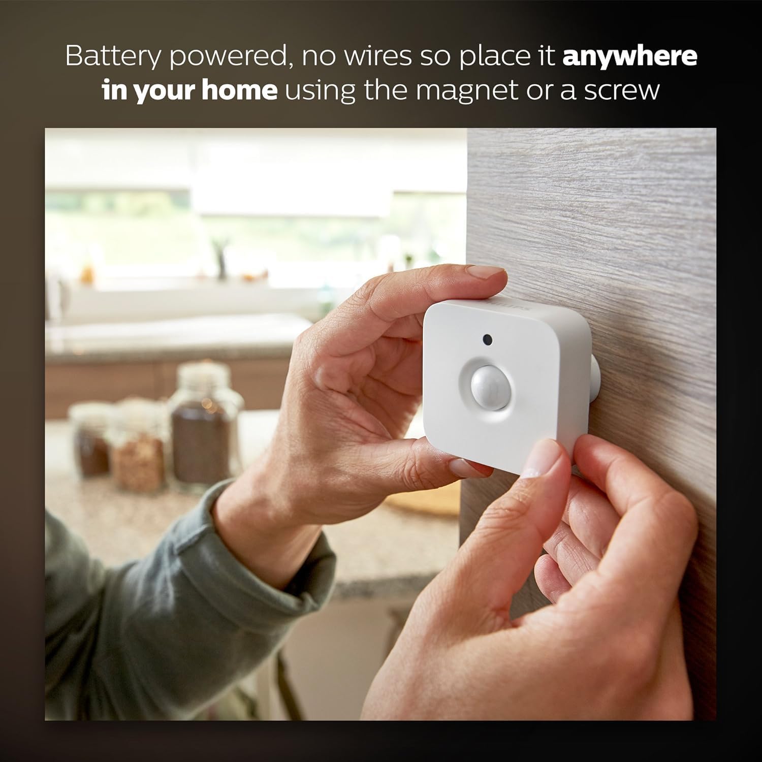 Philips Hue Motion Sensor for Smart Lights - Requires Hue Bridge - White - Model 570977 - Easy No-Wire Installation