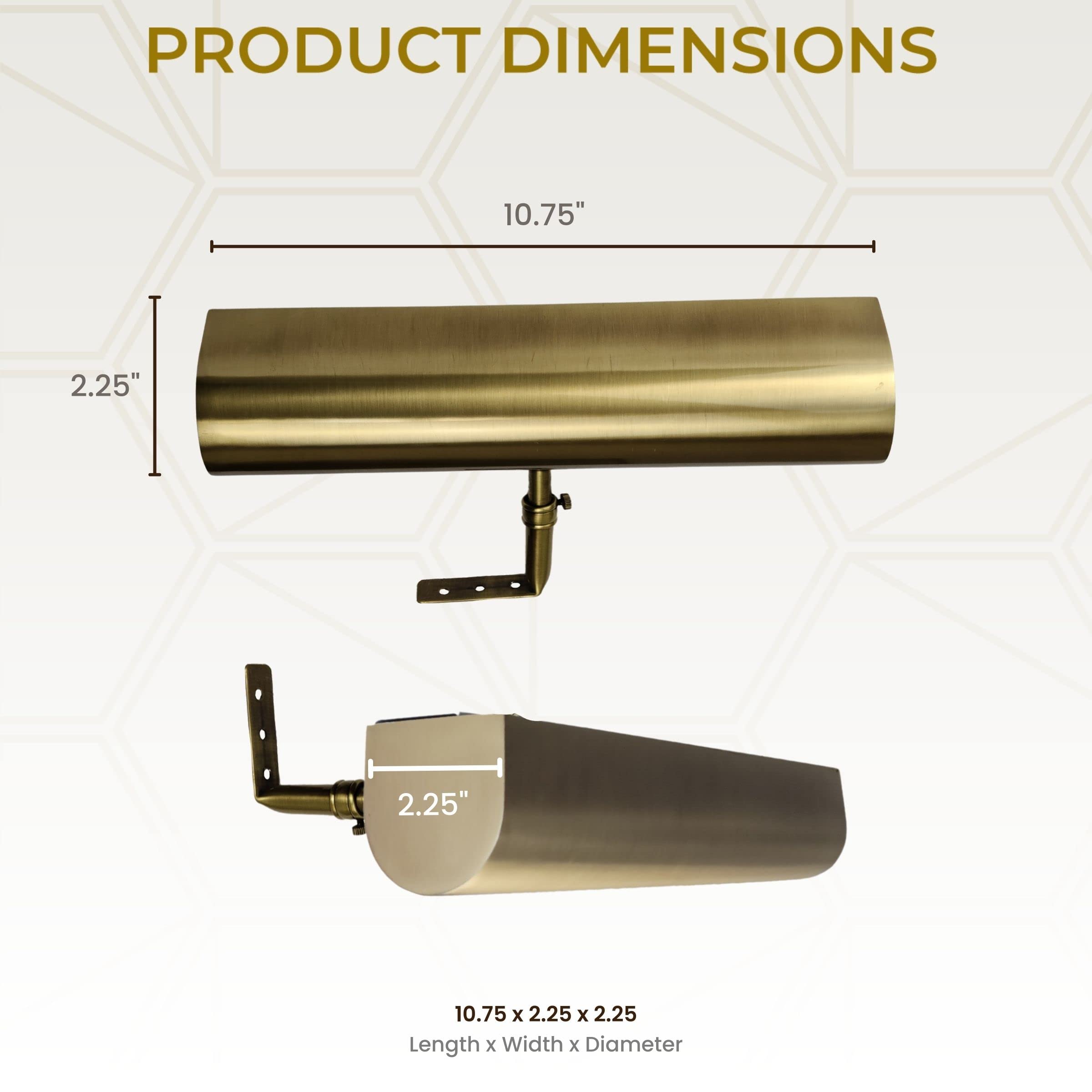 Royal Designs, Inc. Cordless LED Picture Light, Dimmable, 10.75 Inches, Brushed Satin Brass, Model PL-1010-10-BSB-2, 2 Pack