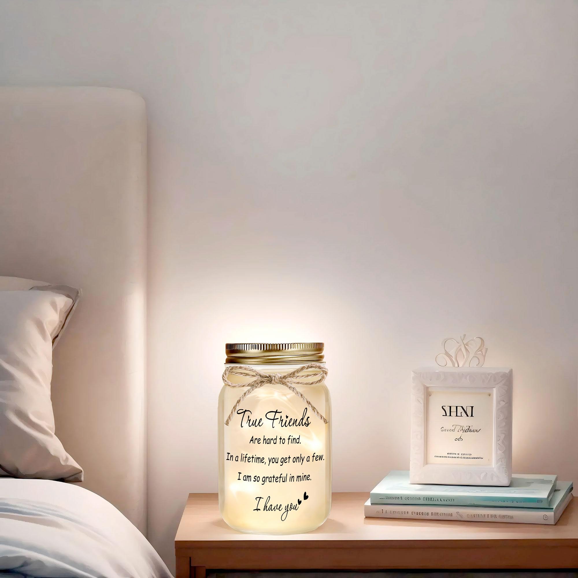 Rxyjlhjx Mason Jar Night Light - Best Friend Gift, Glass, 5.2"H x 2.7"W, Christmas Decor, Model MSG05, Color: Friend