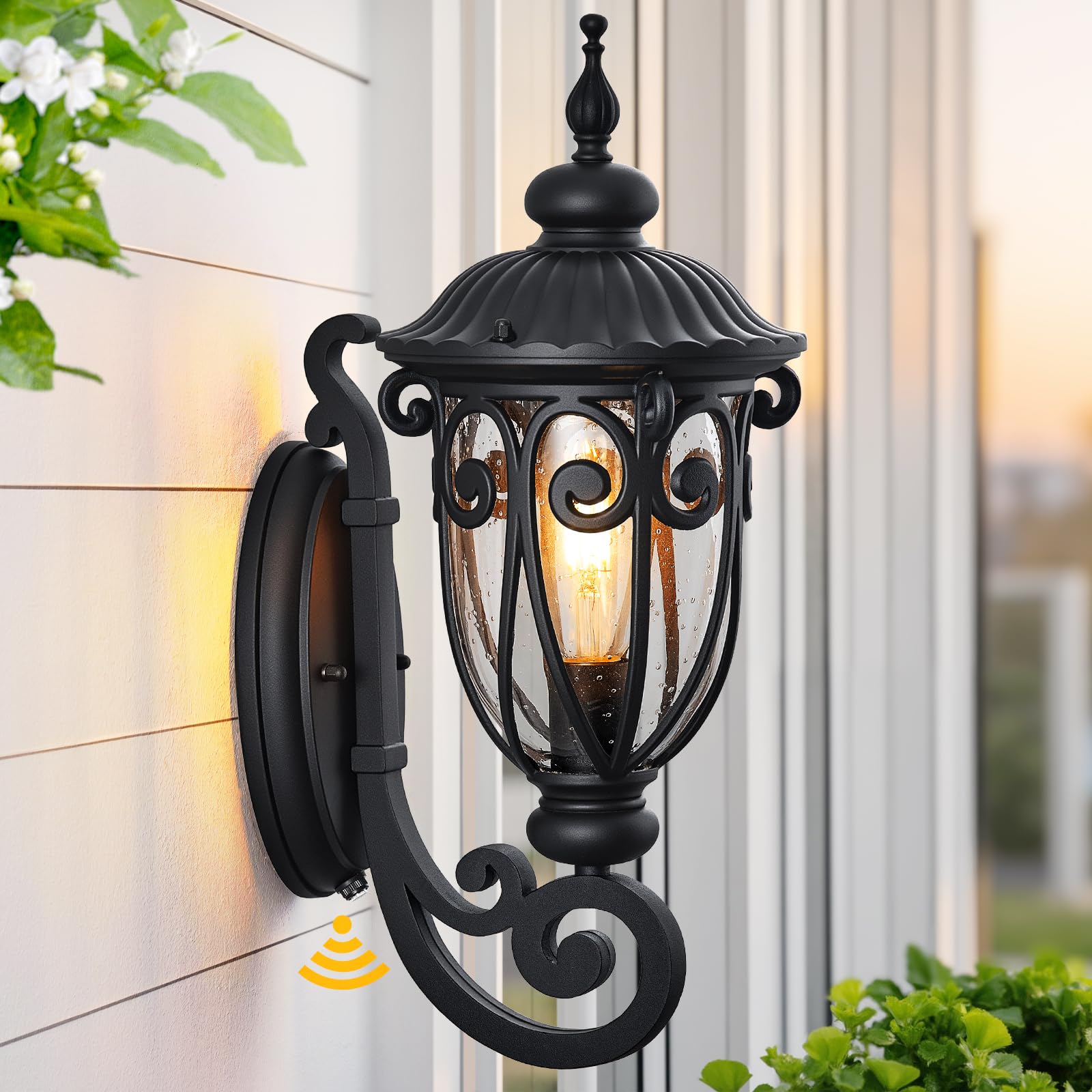 Vianis Dusk To Dawn Outdoor Lighting  Black Retro Porch Lights Outdoor Lanterns  Outdoor Light Fixture With Bubble Glass For Porch  Garden  Doorway  Waterproof And Anti-Rust
