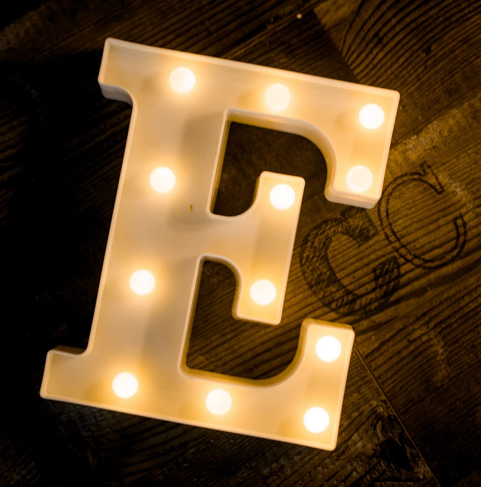 Foaky LED Letter Lights Sign - Battery Powered Night Light for Wedding/Birthday Party - Plastic - Color E