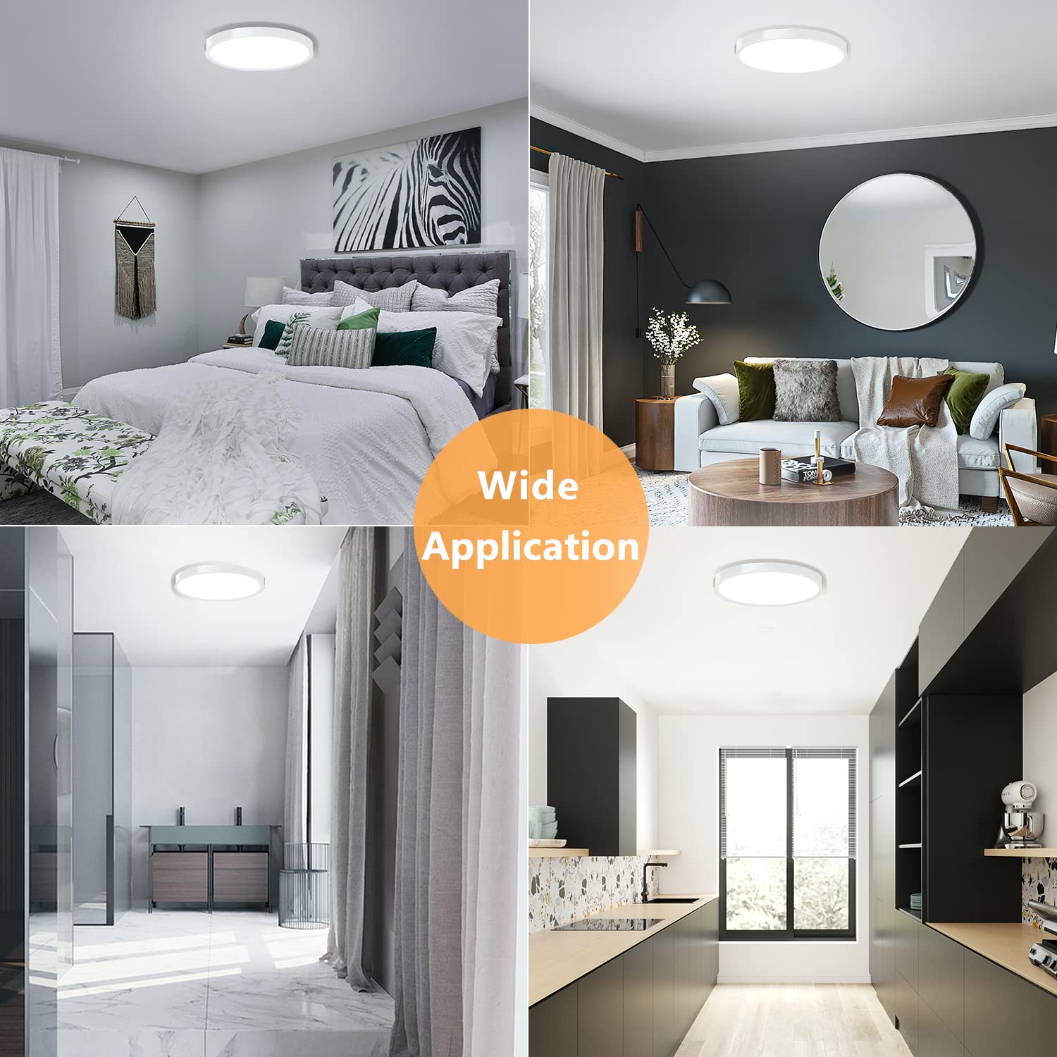 Charyjod 2 Pack 9&quot; Led Flush Mount Ceiling Light Fixture, 18W 5000K For Home & Kitchen