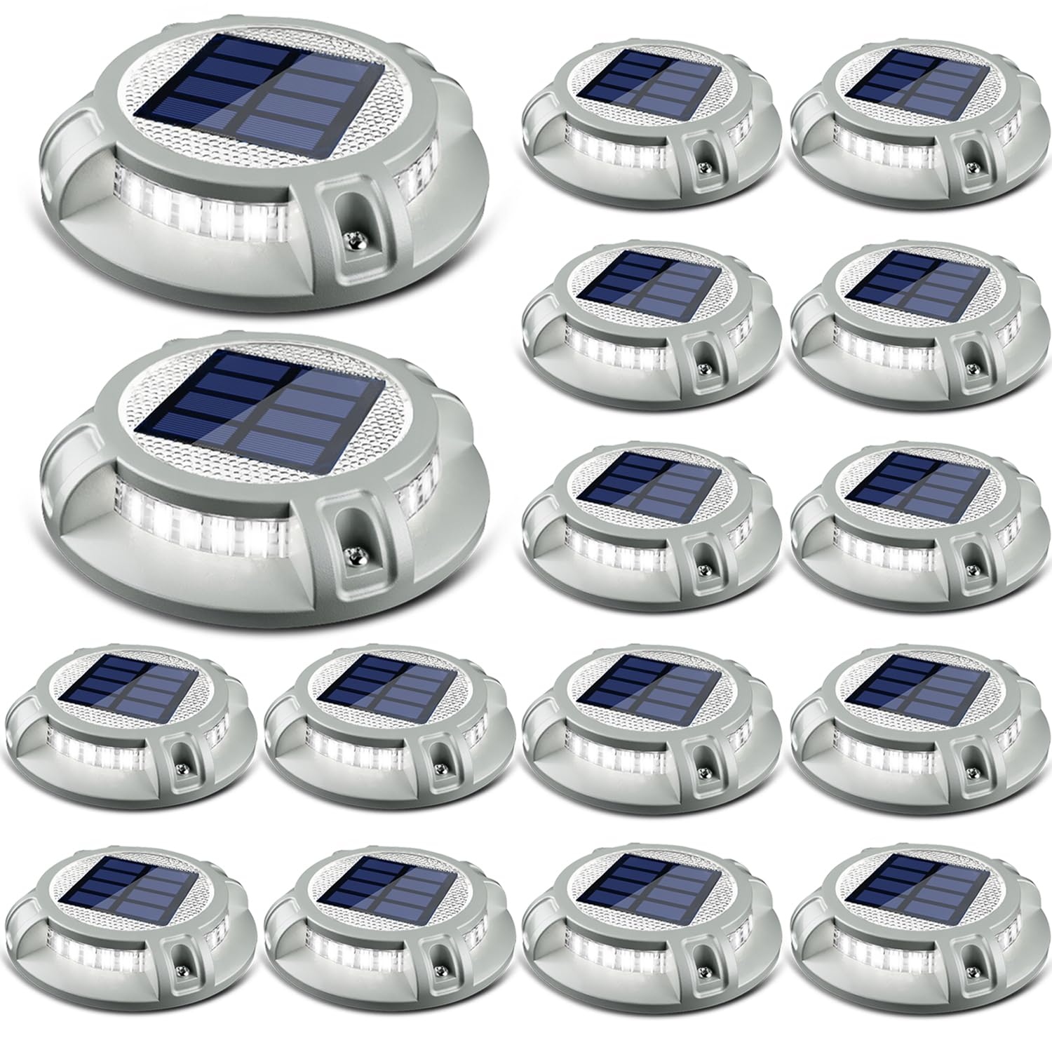 SIEDiNLAR Solar Driveway Lights Outdoor 4 Modes 40 LEDs Deck Driveway Markers Marine Dock Light Waterproof for Walkway Ground Pa