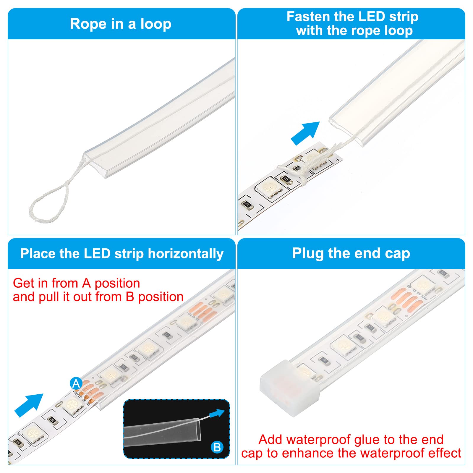 Patikil 16.4Ft Silicone Tube Sleeve, Flat Flexible Ip67 Waterproof Protection Cover Fit Rgbw/Rgbww 12Mm Wide Non-Weatherproof Le