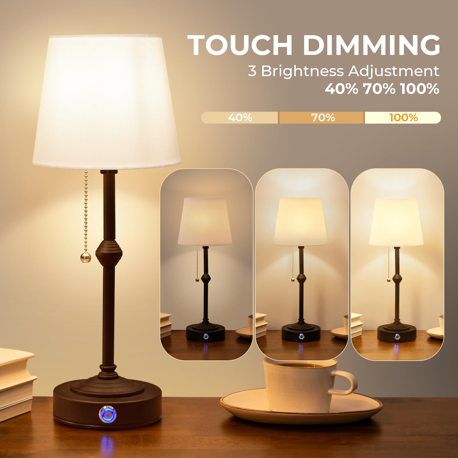 Nurforta Portable Rechargeable Cordless Table Lamp: Birthday Gifts For Women Mom, House Warming Gifts New Home Decor, 5200Mah Ad