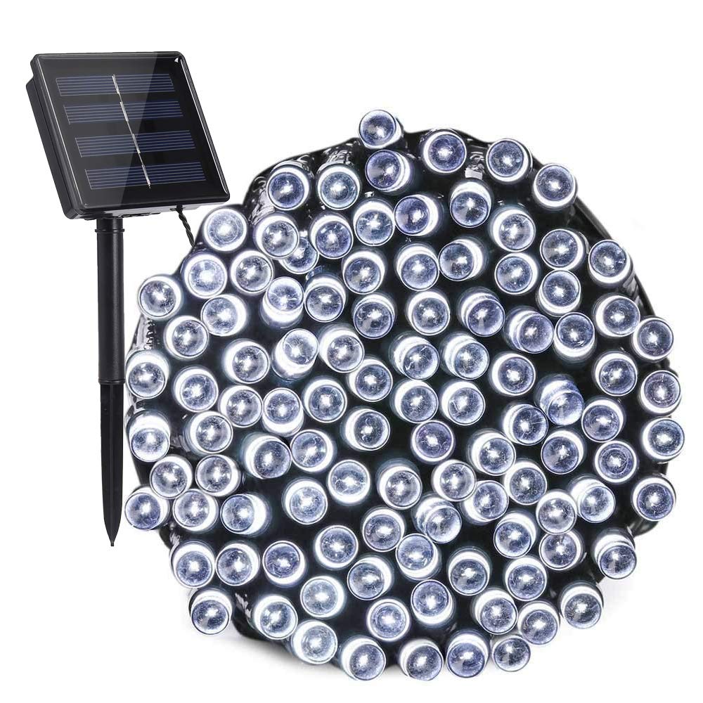 Toodour Solar String Lights, 72ft 200 LED, 8 Modes, Waterproof, White, Model DSL-100-200, Outdoor Christmas Decorations