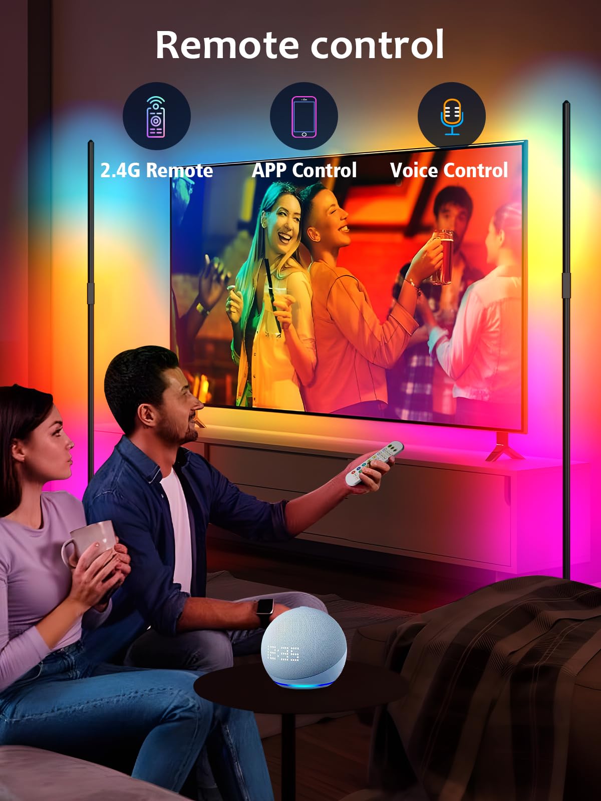 Tjoy Smart Led Floor Lamp, Rgb+Ic Corner Light Work With Alexa&Google Home,1200Lm, Modern Floor Lamp With 16 Million Colors, Mus