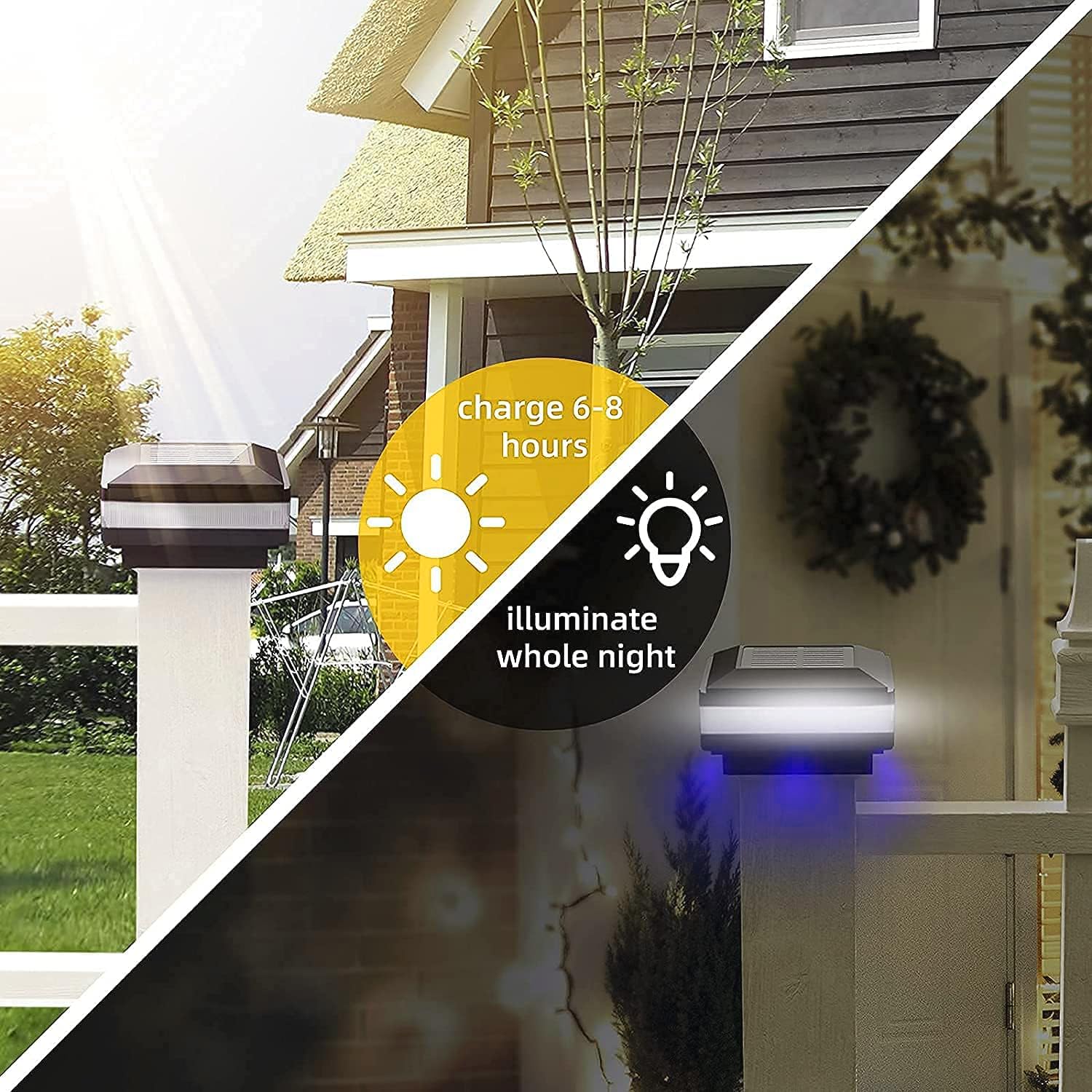 INDARUN Solar Post Lights - IP65 Waterproof 160 LM, 4x4 5x5 6x6 Fits, Flexfit - 4 Pack, Black, Model WS142B
