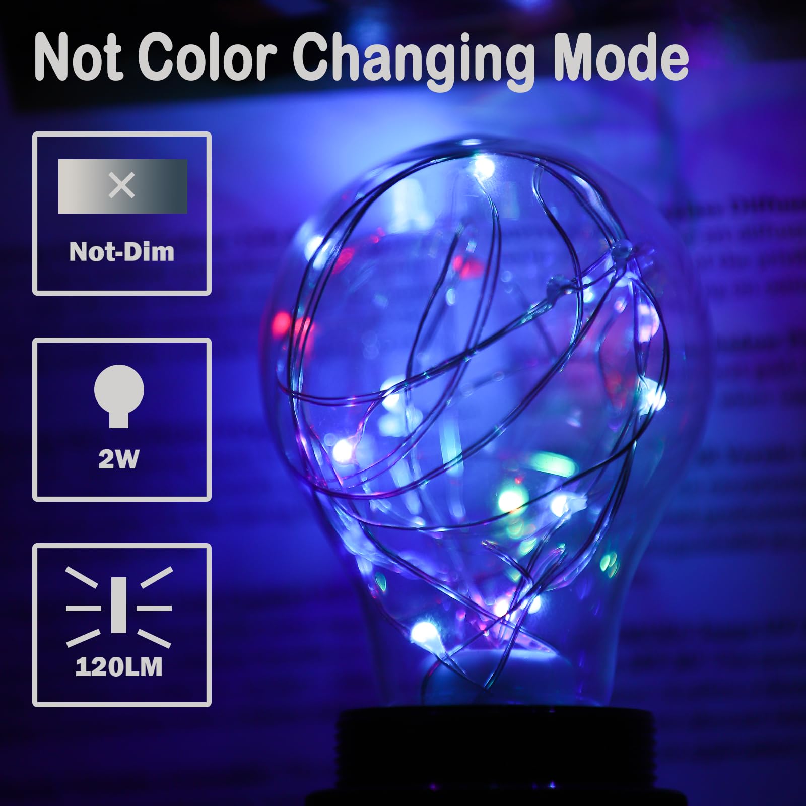 Blue Decorative Light Bulb, 2W Purple Led Fairy Light Bulbs, 15W Equivalent Cute Light Bulbs For Pendant Light Fixtures, Bedroom