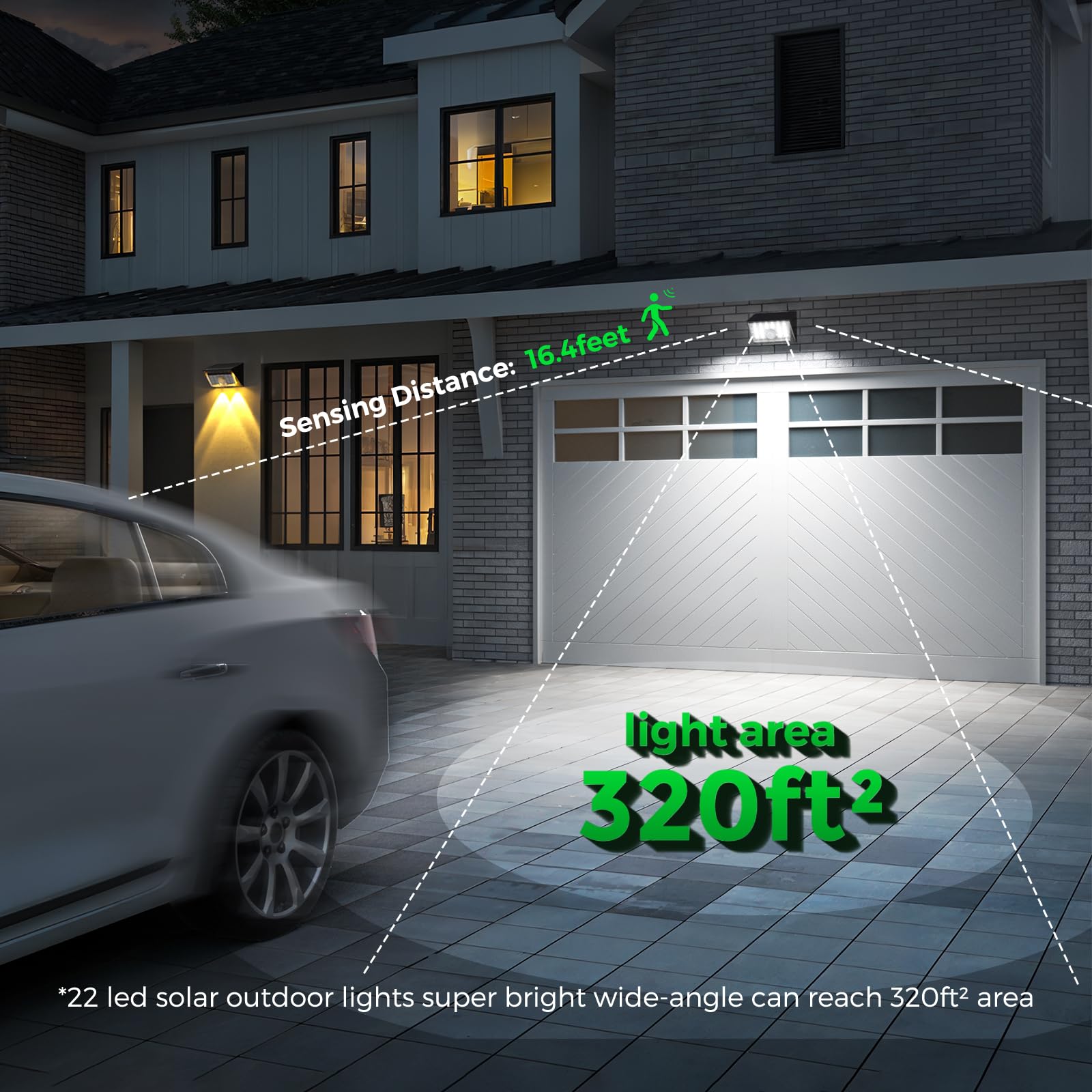 Jsot Solar Fence Lights Outdoor  4 Modes Solar Lights Outdoor Waterproof Ip65  6Pack Motion Sensor Bright Wall Security Lighting For Outside Yard Front Door Fence - Cool White