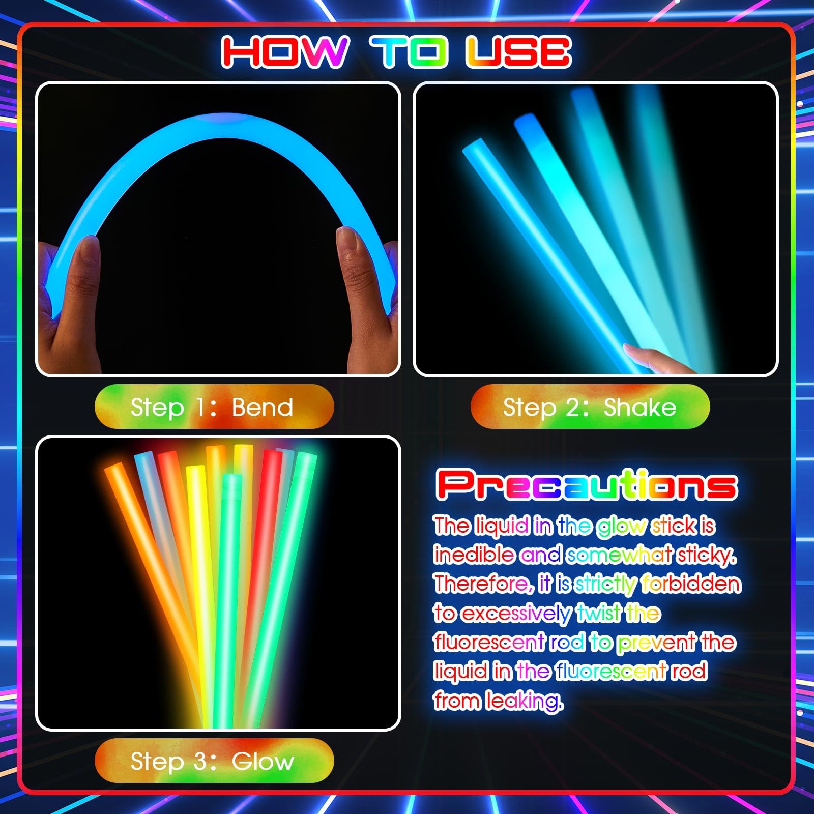 Lewtemi Glow Sticks - 10 Pcs Jumbo 16 Inch Emergency Light Sticks, Bright Colors for Halloween, Camping, Survival Kit