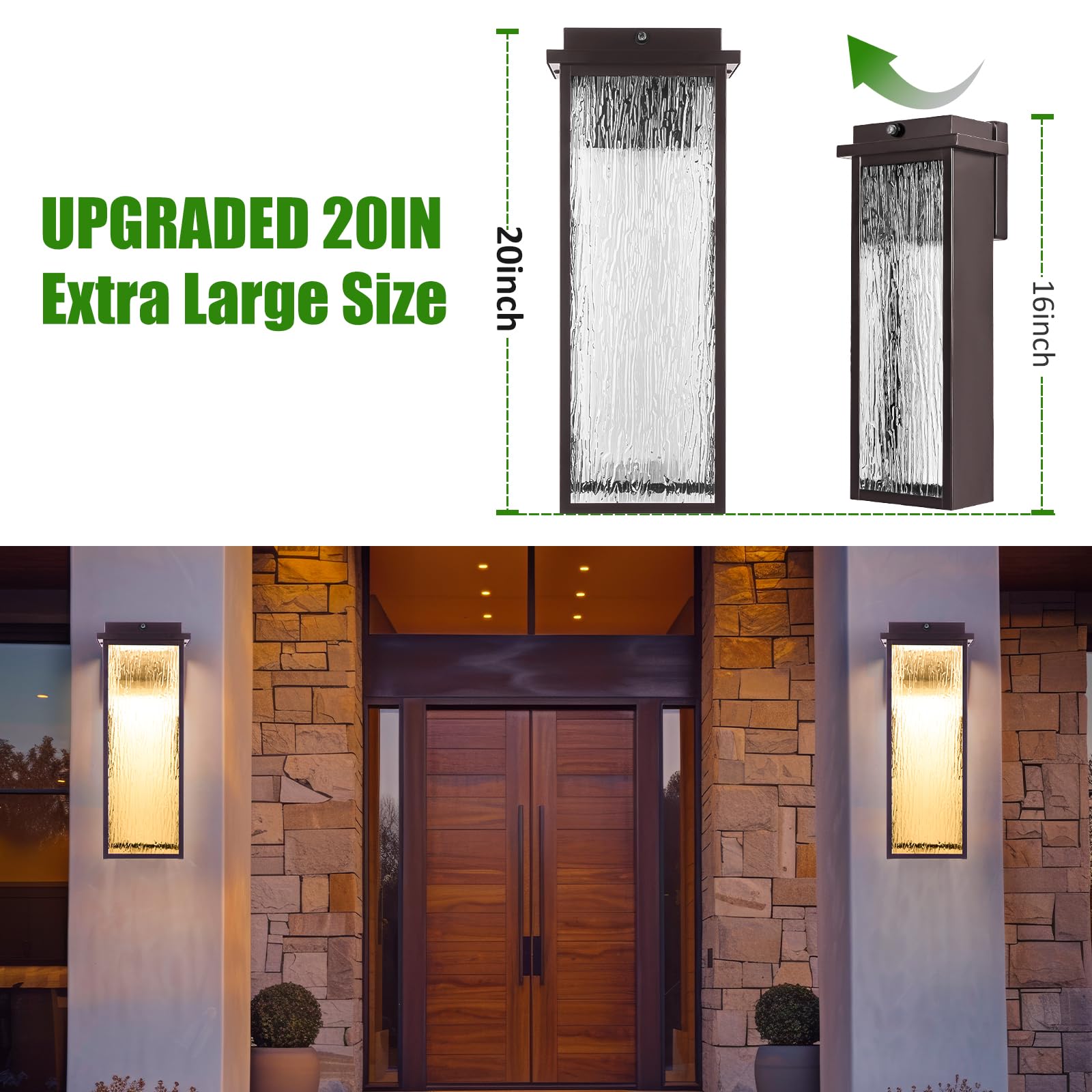 2 Packs Dusk To Dawn Led Outdoor Light 20'' Extra Large , Oil Rubbed Bronze Modern Exterior Lighting Fixtures, Outside Porch Lig
