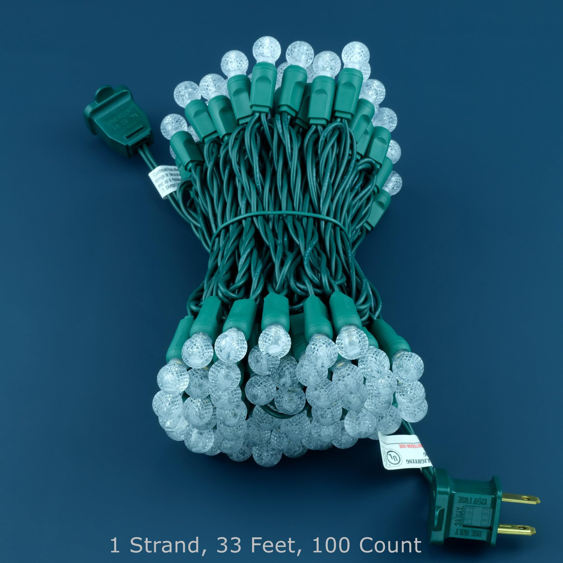 Sweet Shine 100 Warm White Raspberry One-Piece Led Christmas Lights, 33 Ft Green Cord High Waterproof Ul Certified G12 Outdoor S