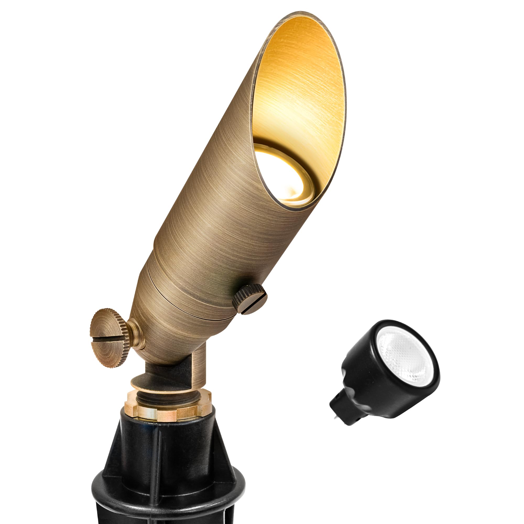 Gkoled Low Voltage Solid Brass Led Spotlight With Mr8 Bulb  Outdoor Waterproof Landscape Lighting  Adjustable Uplights With Stake For House Garden Trees Lawn Patio Yard Fence  3W 12V 180Lm 2700K
