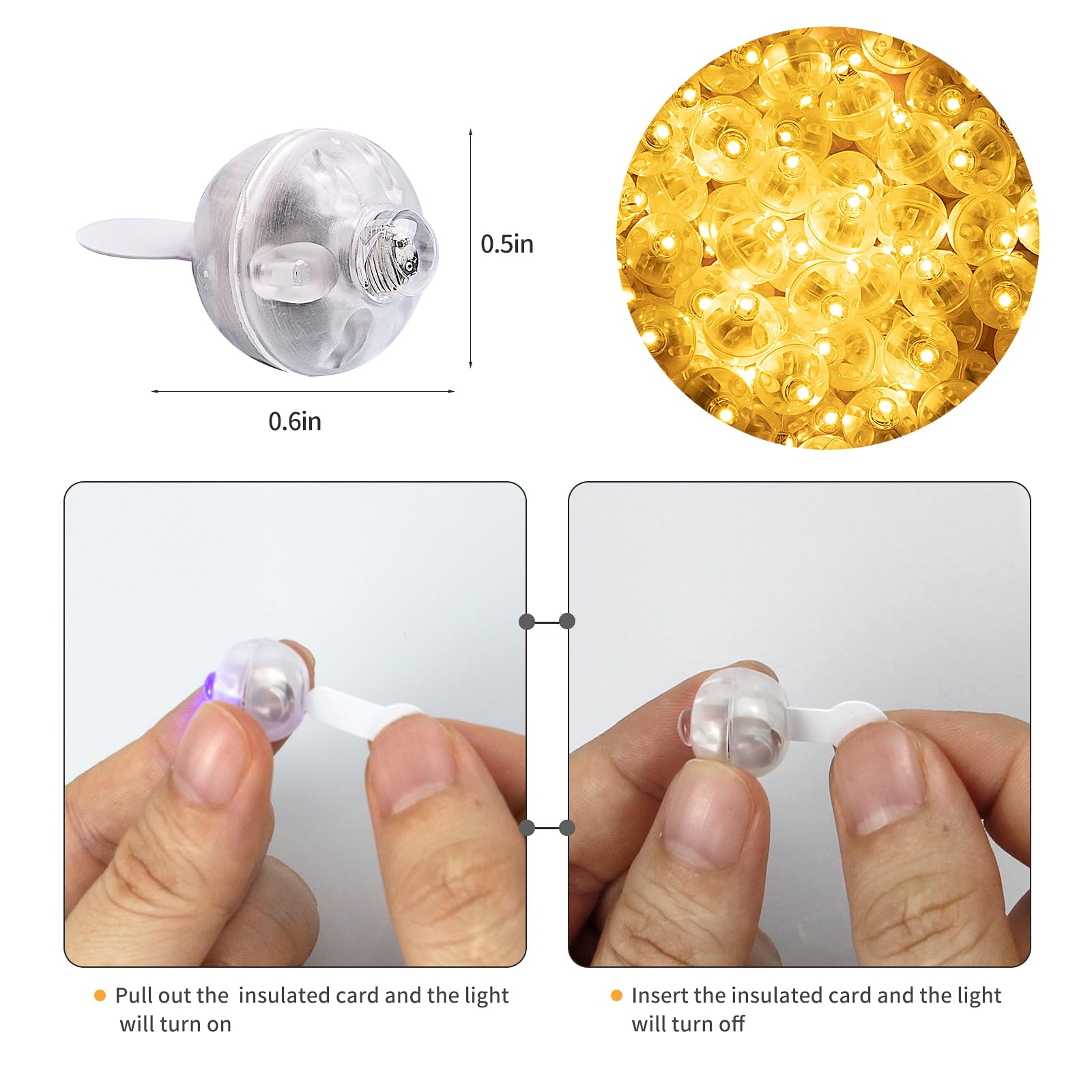 Aogist Balloon Lights, Waterproof Twinkle Mini LED Lamps, 100 PCS, Battery Powered, Warm White, Model A01-Mini