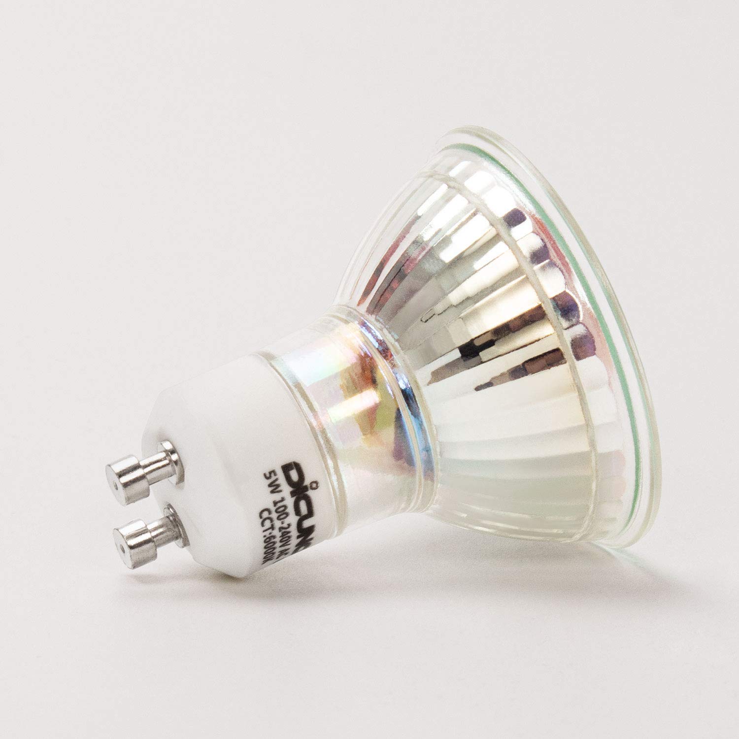 Dicuno Gu10 Led Bulbs 5W Daylight White 6000K, 500Lm, 120° Beam Angle, Non-Dimmable, 6-Pack, Mr16 Equivalent