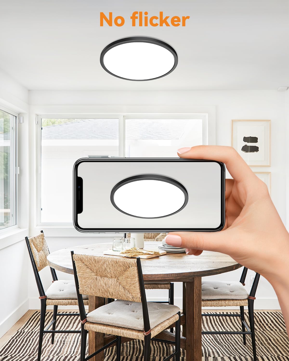 Slochi LED Flush Mount Ceiling Light, 24W, 9-Inch, Black, Ultra Slim for Bedroom, Kitchen, Hallway - Model f973224b-542c-4288