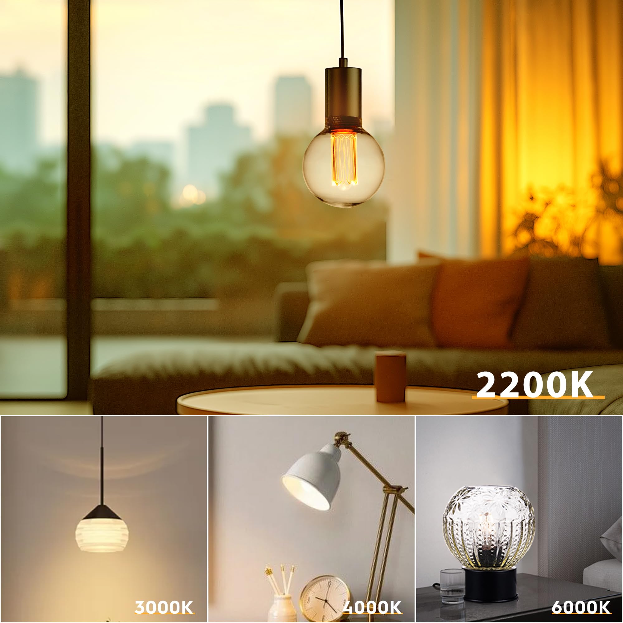 Harwez Globe Edison Led Light Bulb  Vintage Decorative Dimmable Bulb  Small Round Glass Cover  3.5W Low Lumen Eye-Caring Soft Dim Lighting For Mood(Not Daylight White)  E26 Medium Base  Clear Rn G80