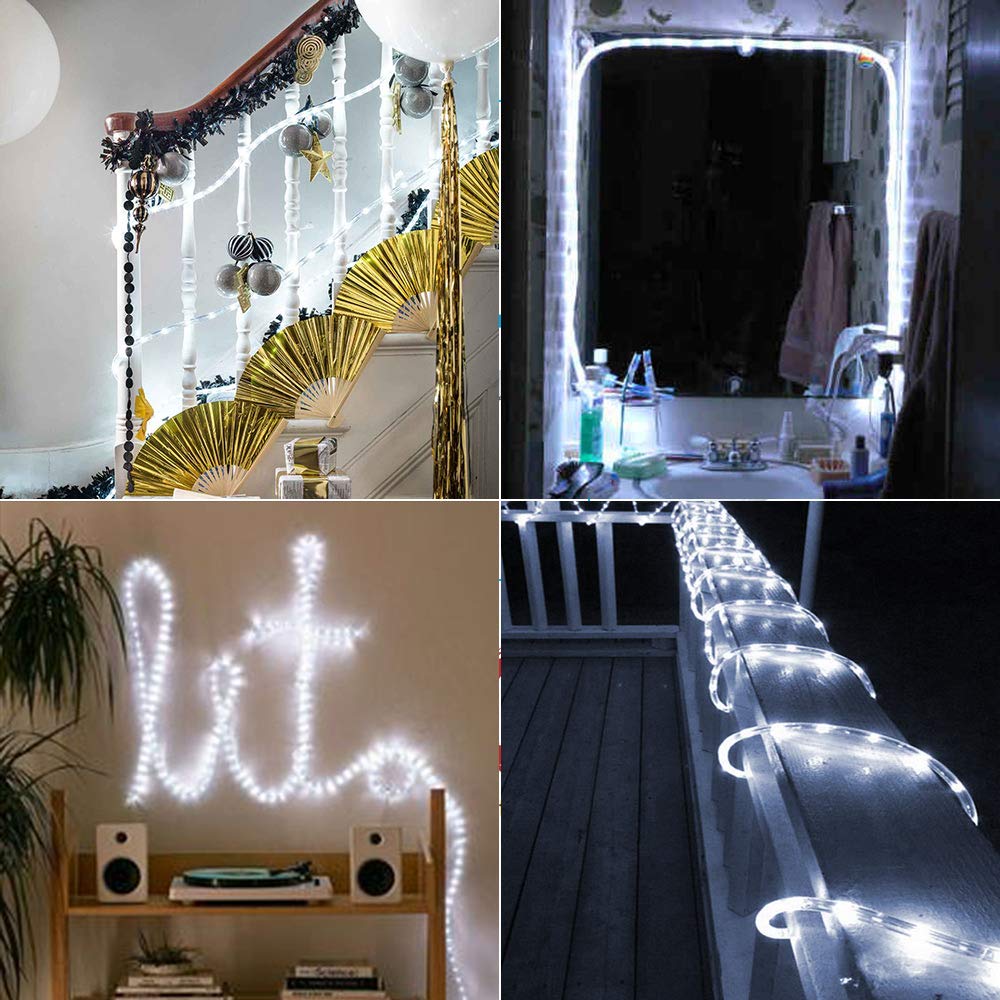 Brizled 18Ft Led Rope Lights, Cool White, Flexible Indoor Outdoor Decor, Etl Listed, Connectable For Holiday, Garden, Yard, And Patio