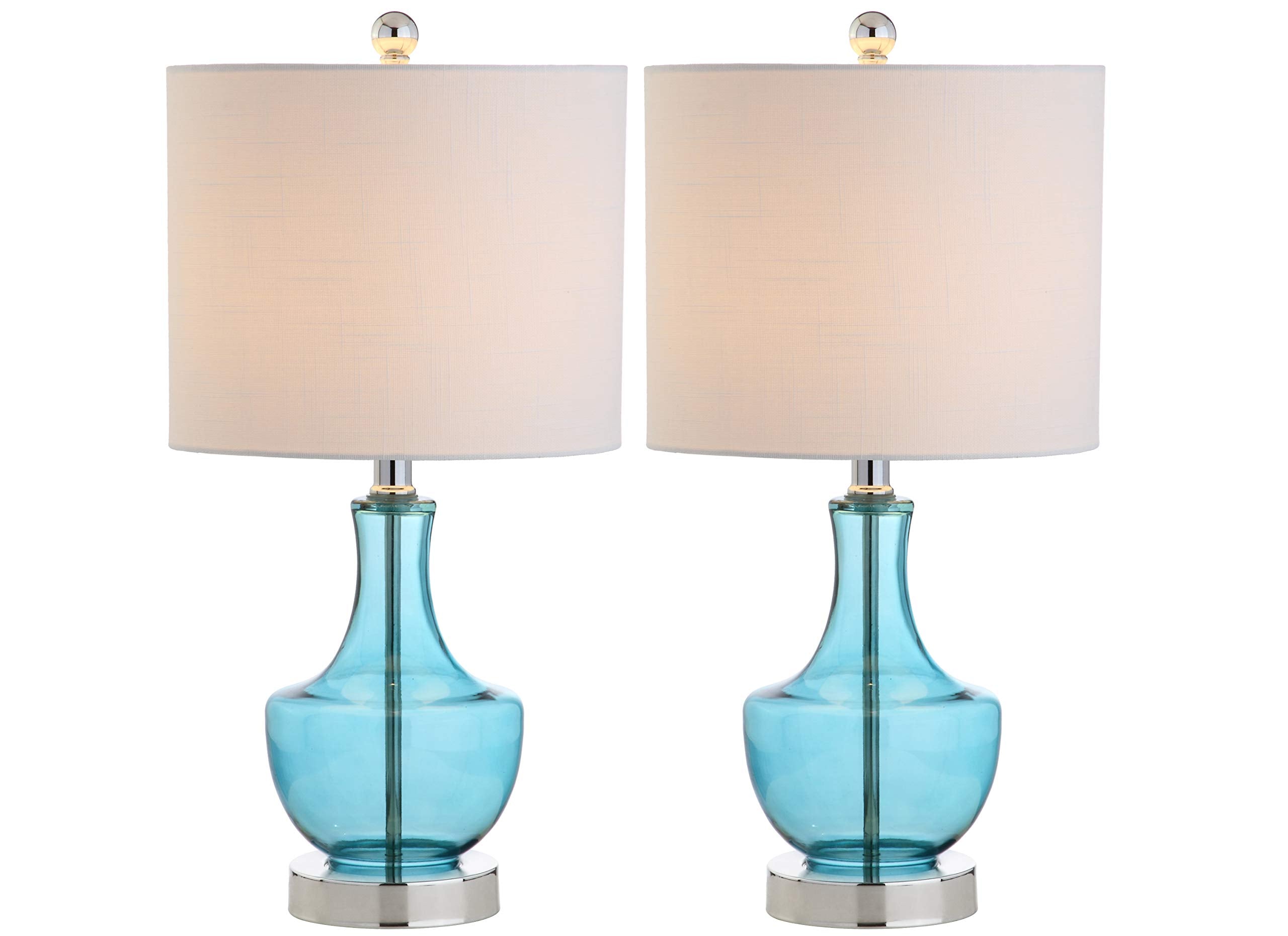 Jonathan Y Colette Mini Glass Table Lamp Set Of 2, Amalfi Blue, 20, Transitional Glam For Office & Home