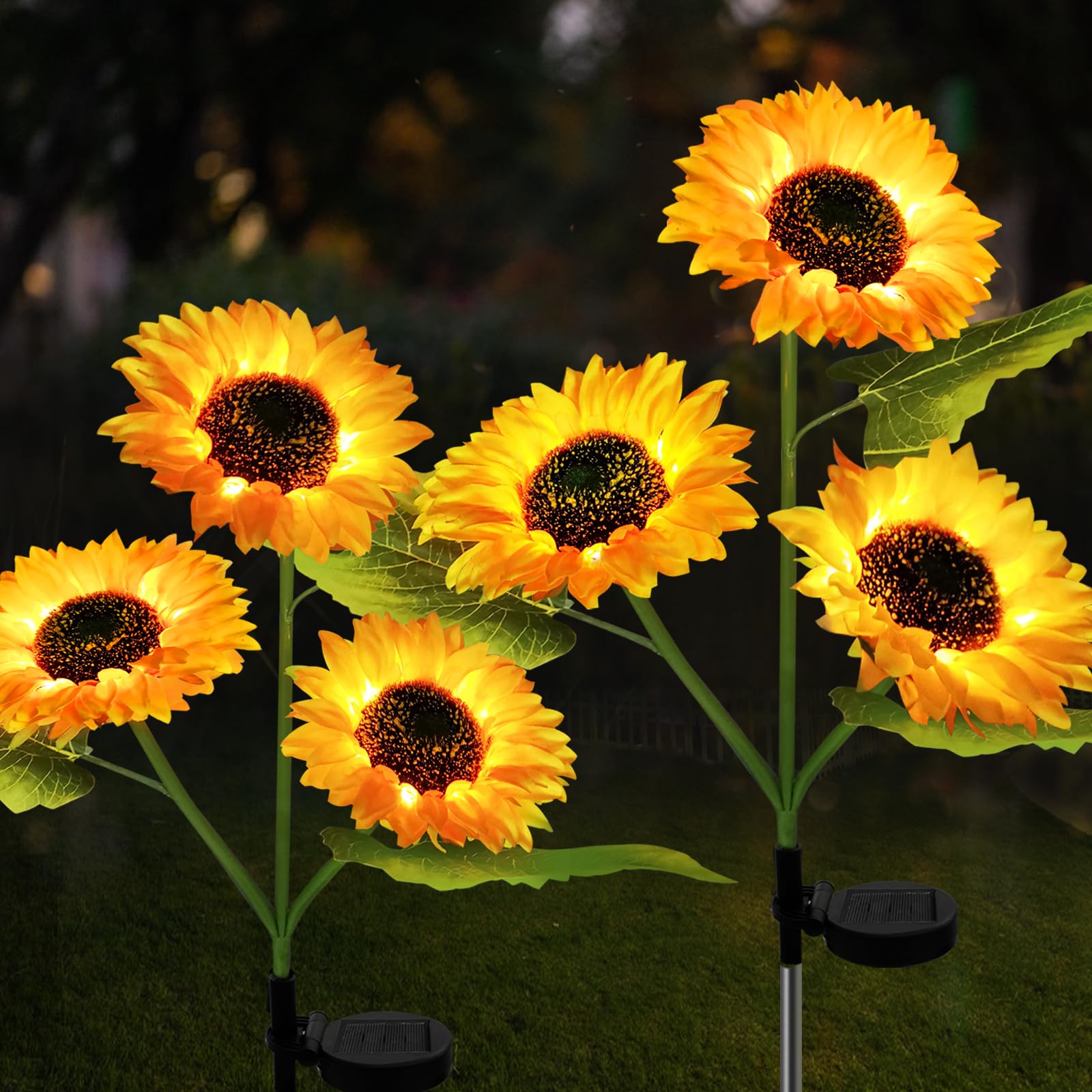 Etre Jeune Solar Garden Lights Outdoor Waterproof, 2 Pack Solar Powered Decorative Sunflower Garden Stake Lights For Outdoor Patio Pathway Walkway Landscape Yard Cemetery Grave Decorations