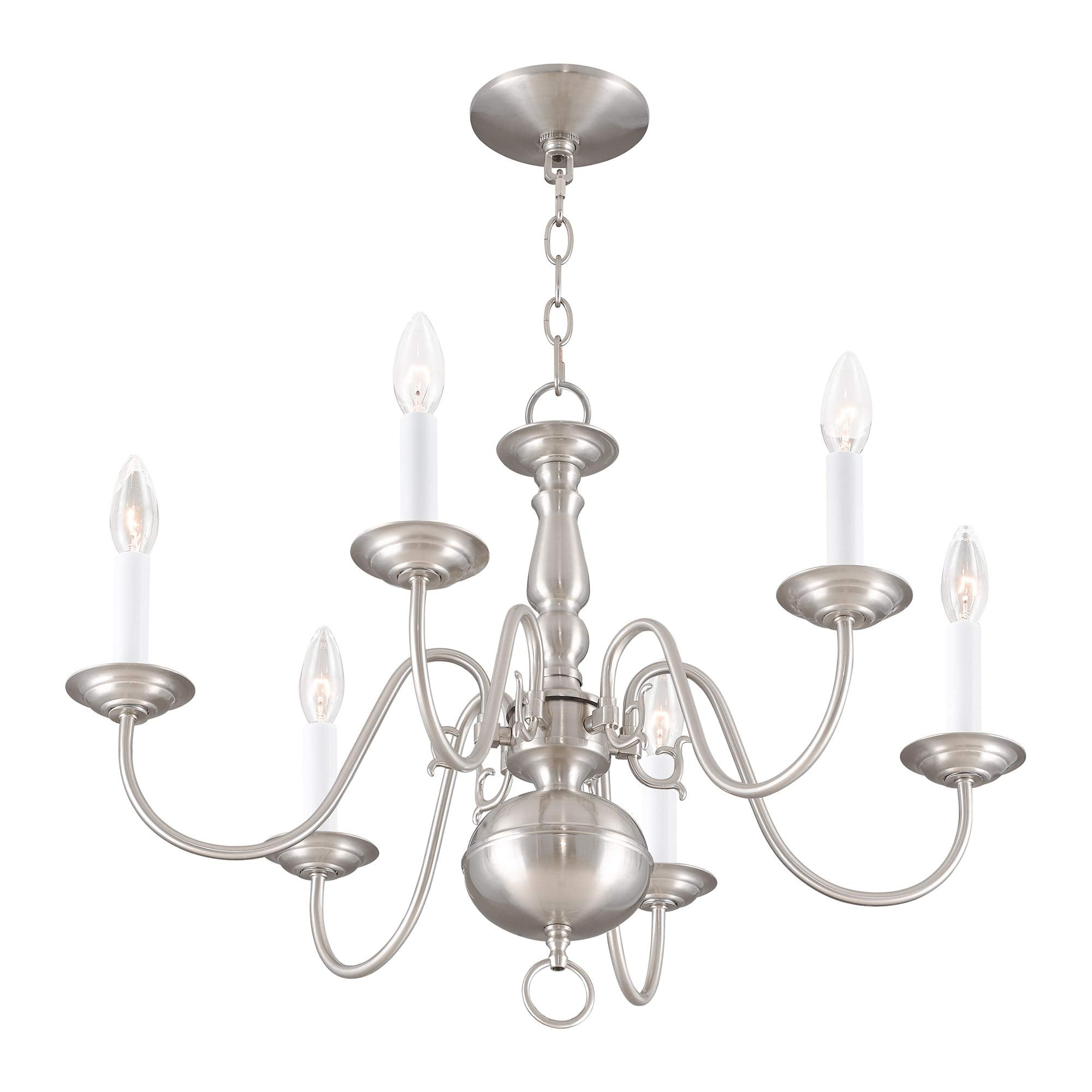 Livex Lighting 5006-91 Williamsburgh 6 Light Brushed Nickel Chandelier,18Hx24W,5006-91