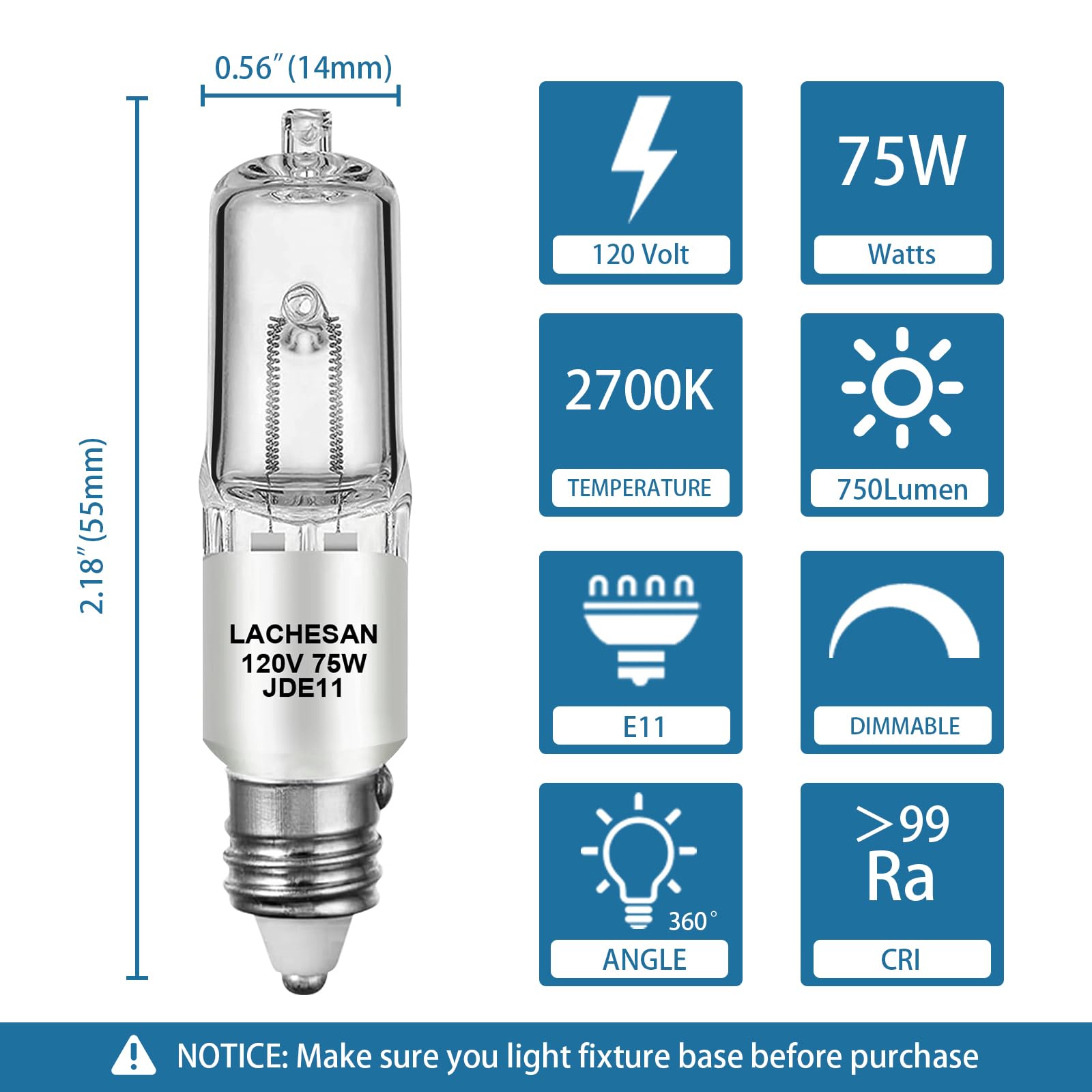 Lachesan Jde11 120V 75W, E11 Halogen Bulb(Replacement E11 Led Bulb) T4 Mini Candelabra Base, 2700K Warm White Dimmable For Chandeliers, Ceiling Fan, Table Lamps, Cabinet Lighting, 4 Pack