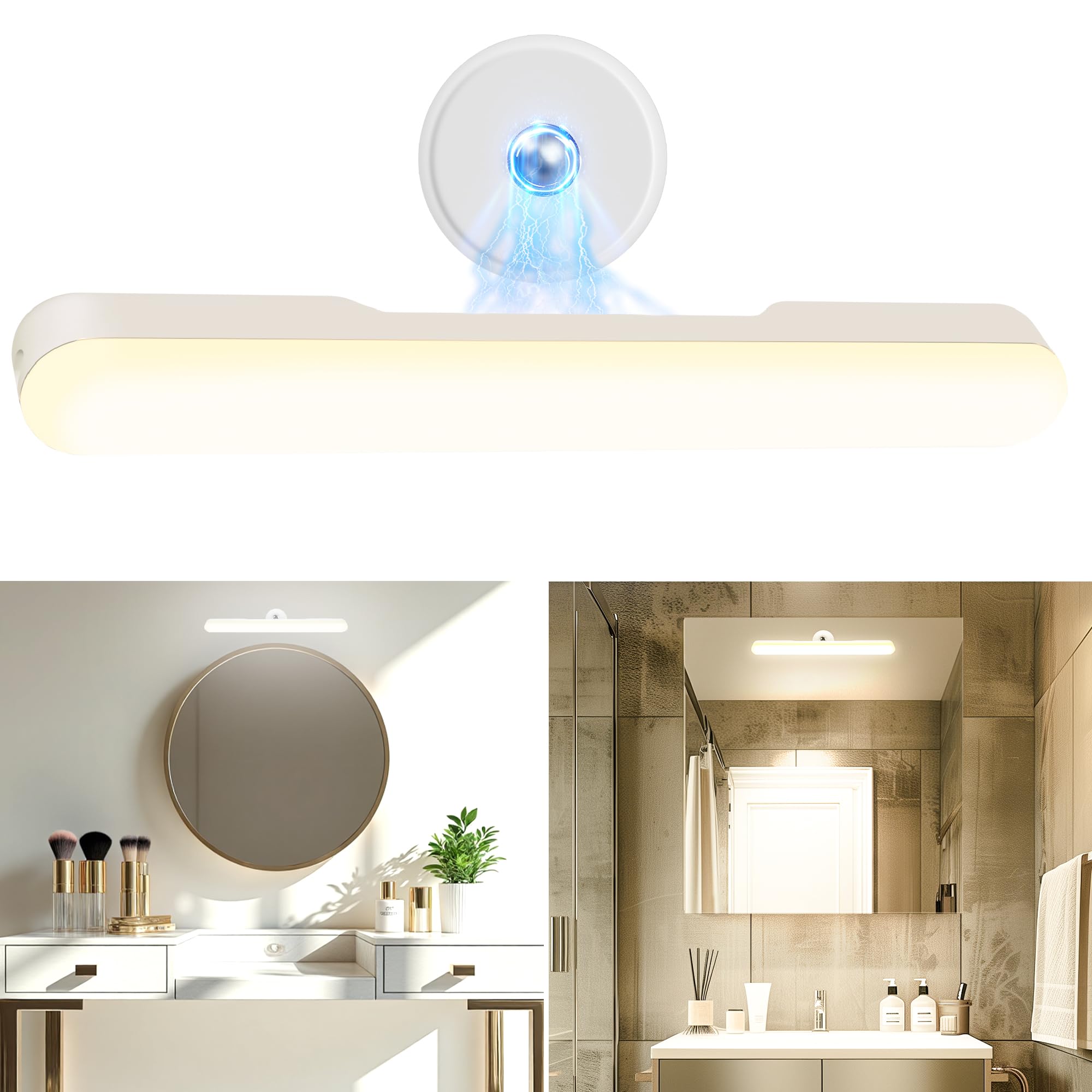 Cambk Wireless Makeup Vanity Lights For Mirror  Rechargeable Led Stick On Light Bar For Bathroom Mirror With 3 Color Temp&Adjustable Brightness  Cordless Lighting For Vanity Desk