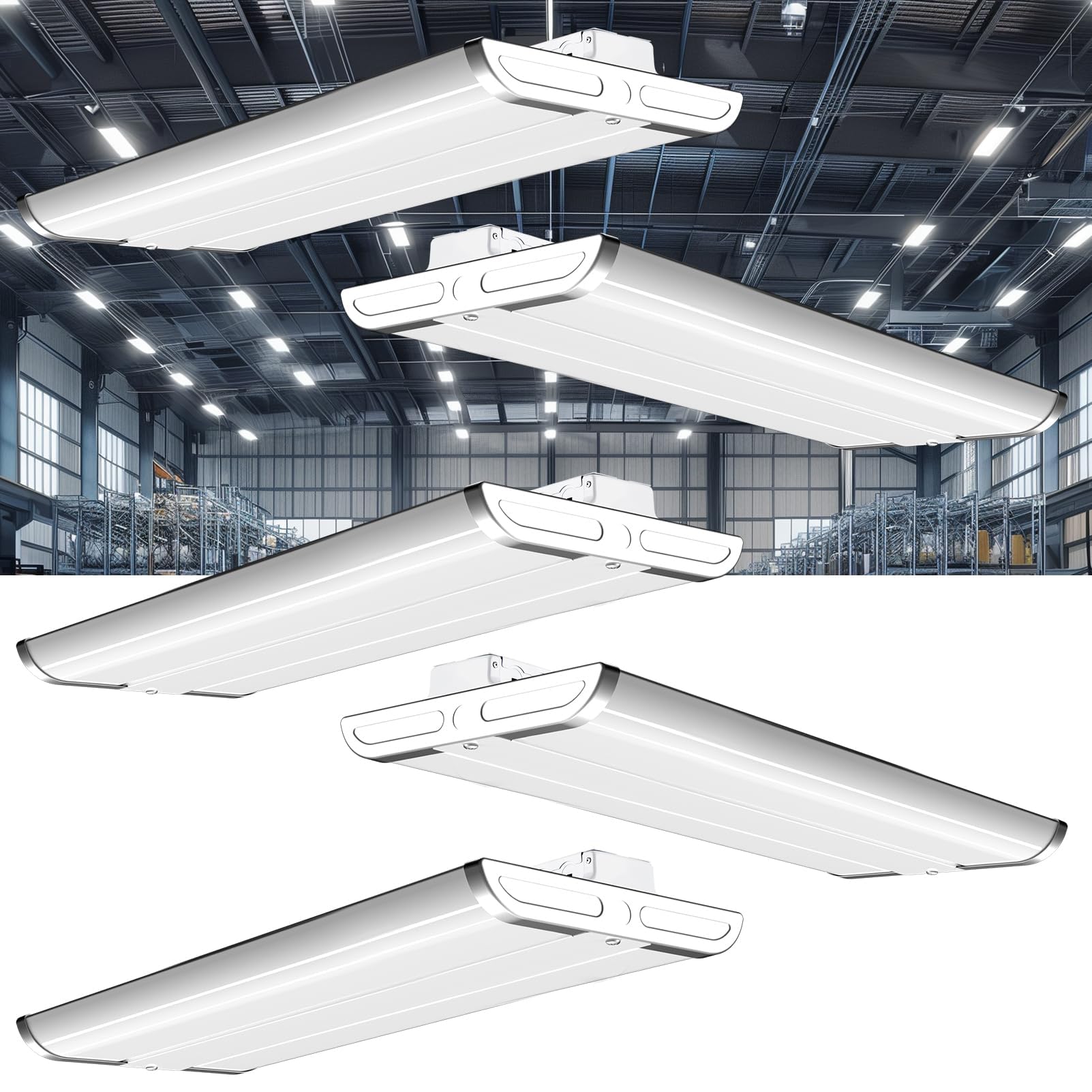 Lightdot 40IN LED High Bay Shop Lights 240W 33600LM ETL Listed 5Pack White Model HB-M07-FL